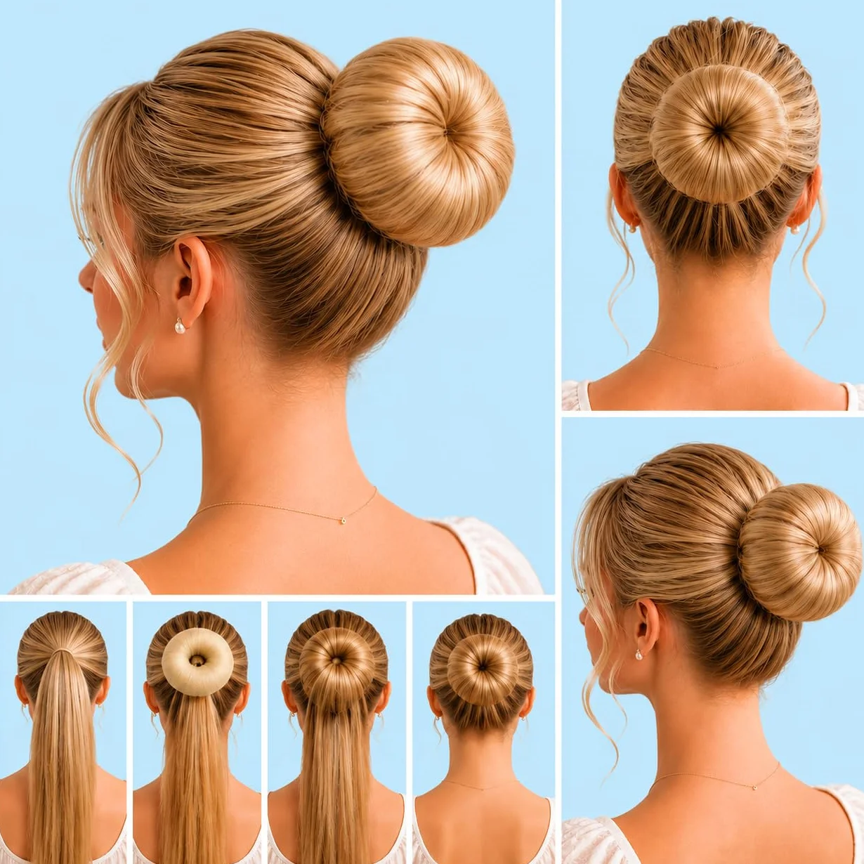 Moño Para El Cabello Dona Fabricante De Moños Recogido Moldeador Herramienta Peinar Mezcla Rubia DK5