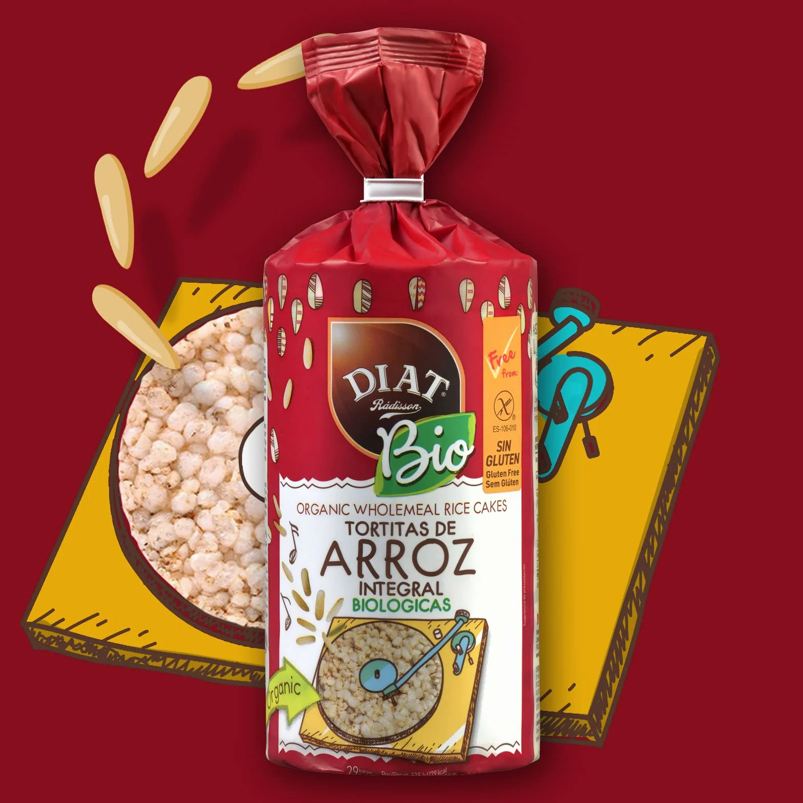 DIAT Radisson Tortitas de Arroz Sin Gluten BIO Integral Inflado Ligero Digestivo Vegano