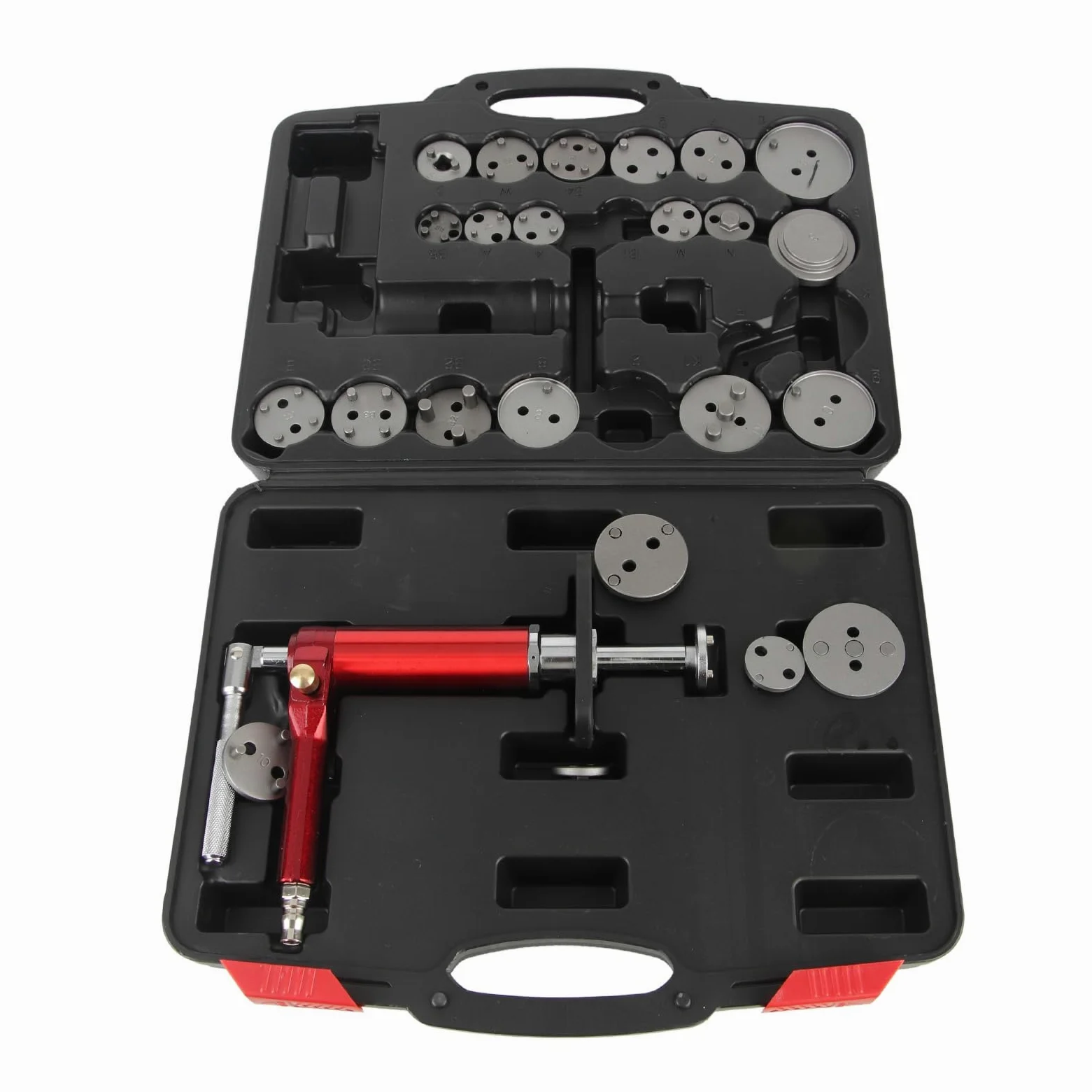 Naroote Pinza de Freno Neumática Herramienta de Retroceso de Viento Construcción de Acero Eficiente para Automóviles Universales Kit de Pistón de Freno de 24 Piezas