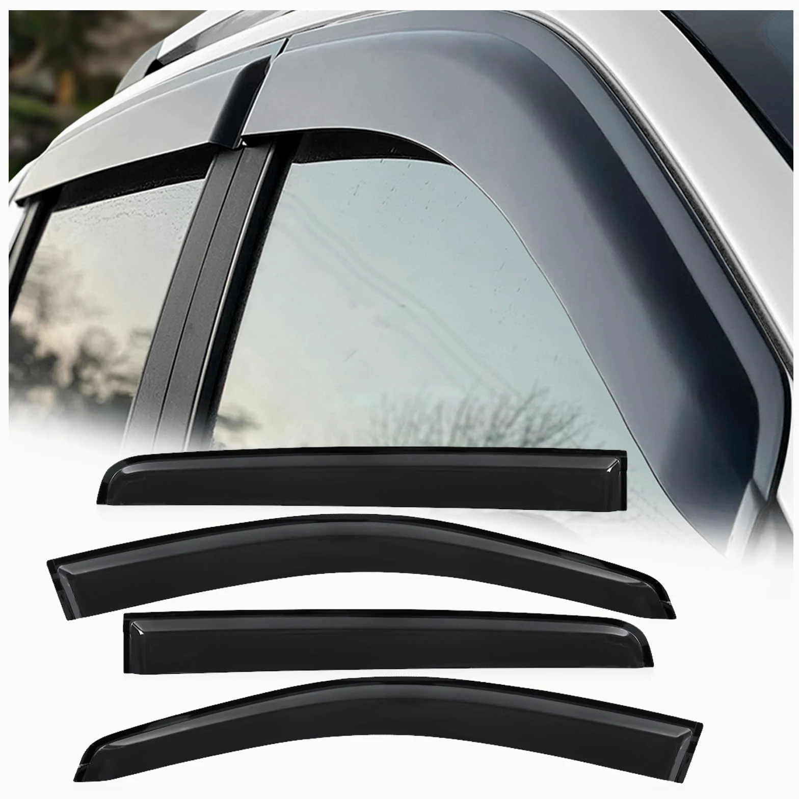 Compatible con deflectores de viento Ford Ranger 2012-2022, accesorios T6 T7 T8 de doble cabina para lluvia, protector de visera (-Ford Ranger Wildtrak Raptor Stormtrak Limited Wolftrak XL XLT