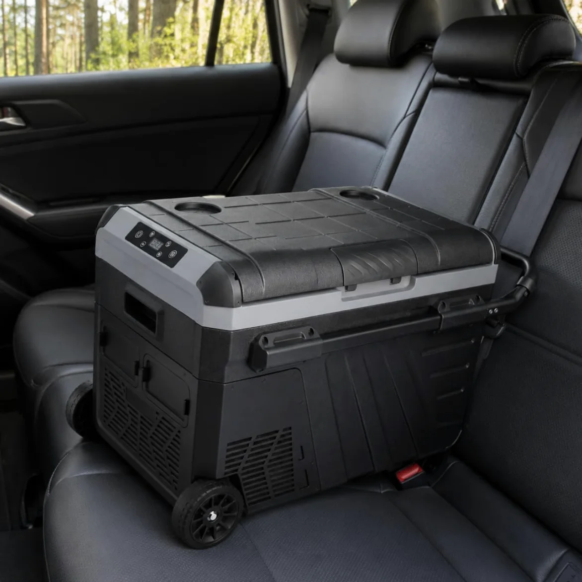 Nevera Portátil Eléctrica 35L con Compresor 12V 220V | para Coche, Furgoneta Camper, Autocaravana, Camión y Camping | Mini Congelador Rígido con Ruedas y Asa