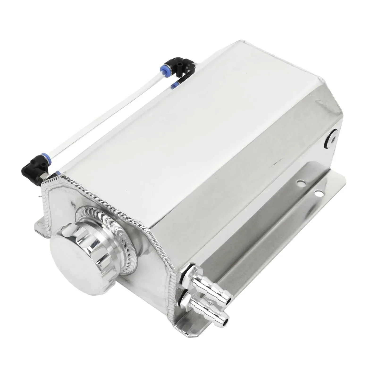 Para Jeep Para Dodge Tanque Desbordamiento Refrigerante Aleación Aluminio Depósito Radiador Universal Capacidad 2L Para Mayoría Coches Botella Expansion Completa(Plata)