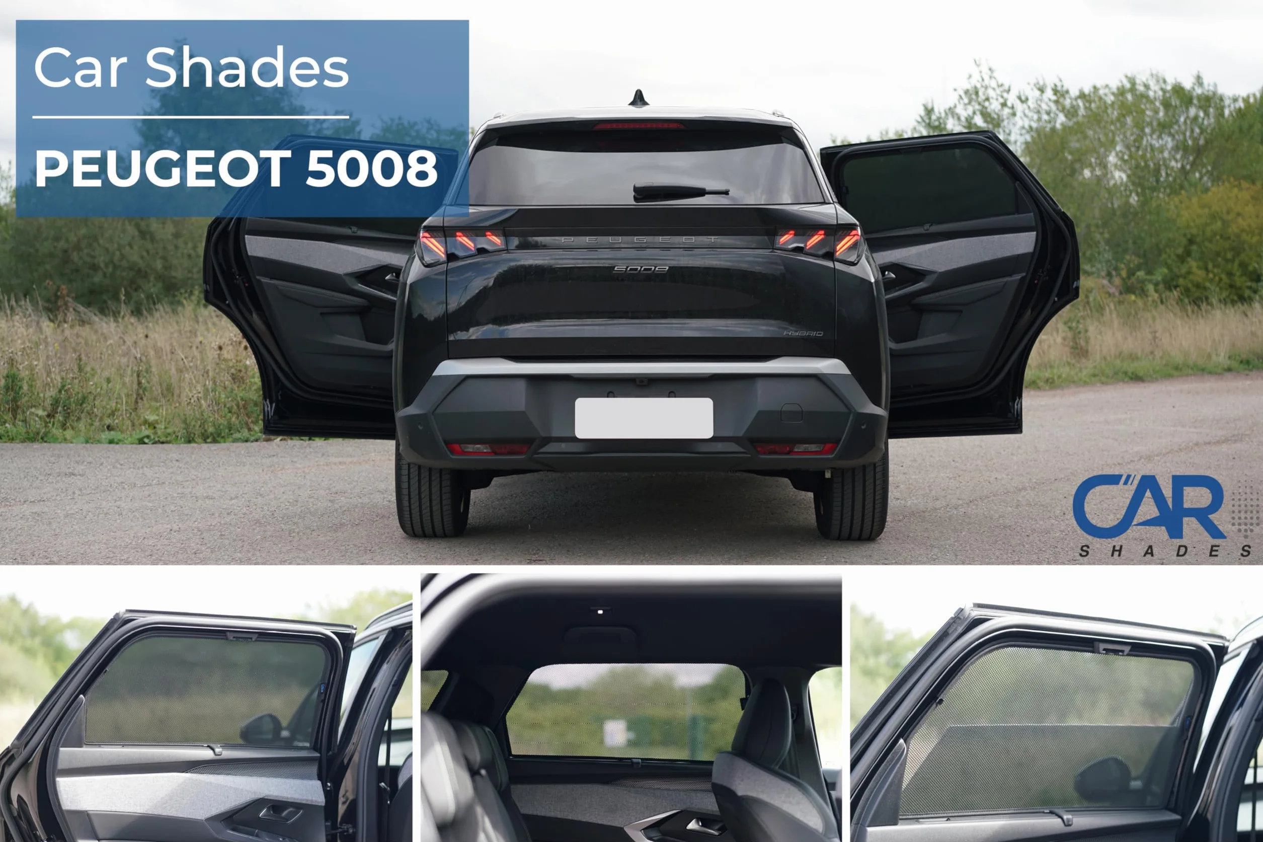 Juego de Car Shades (Puertas traseras) Compatible con Peugeot 5008 III 2024- (2-Partes) cortinillas Parasol a Medida