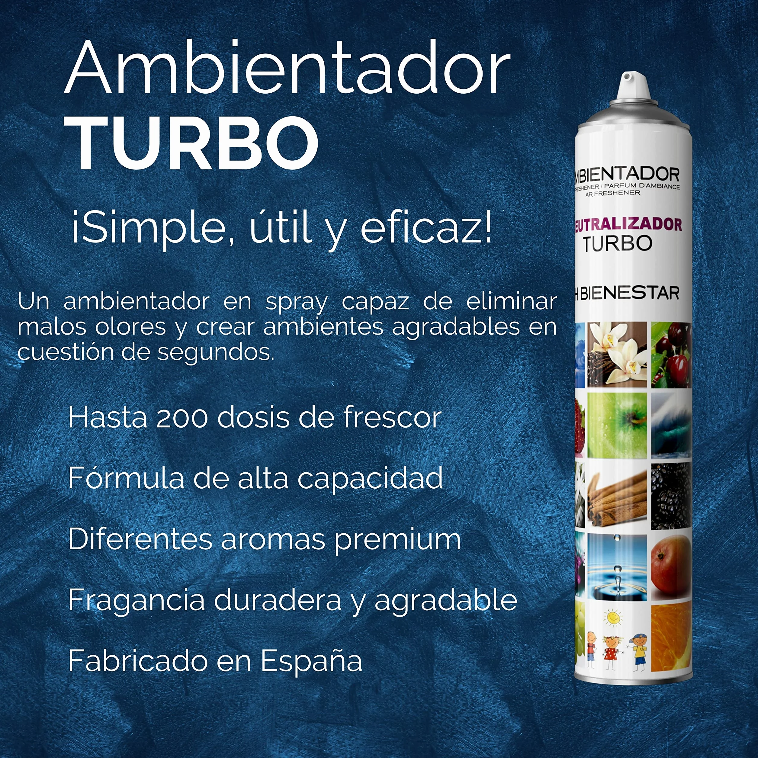 Ambientador Profesional TURBO NEUTRALIZADOR 750 ml. Marofran, Hasta 24H | PH Bienestar, Elimina Olores, Muy Potente, Anti-Tabaco, Dura 24h