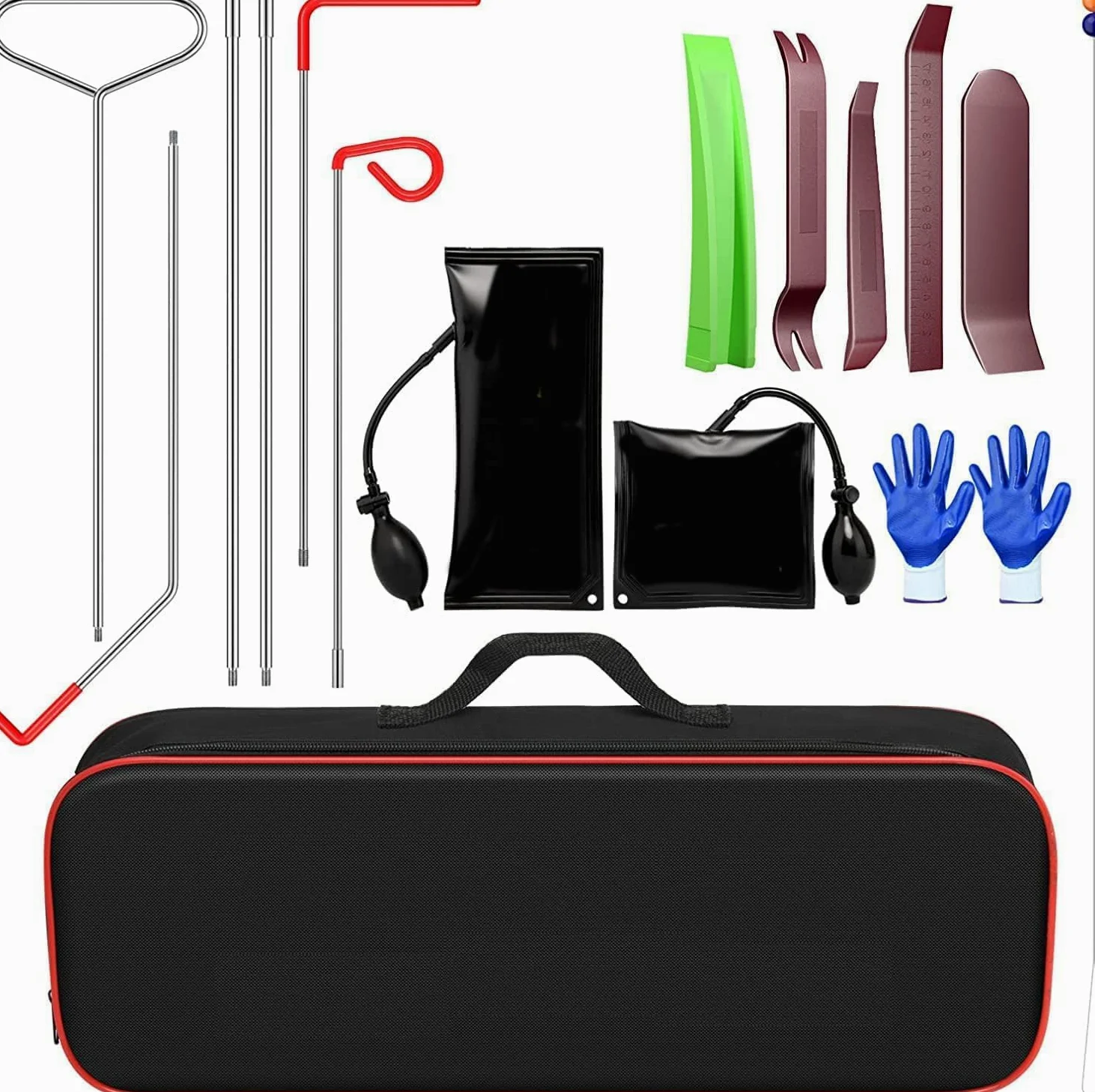 Kit de herramientas para coche, 16 herramientas, Kit de desbloqueo de Puerta de Coche, kit de agarrador de Largo Alcance de fácil Acceso, bolsa de cuña de aire, herramientas profesionales para coche