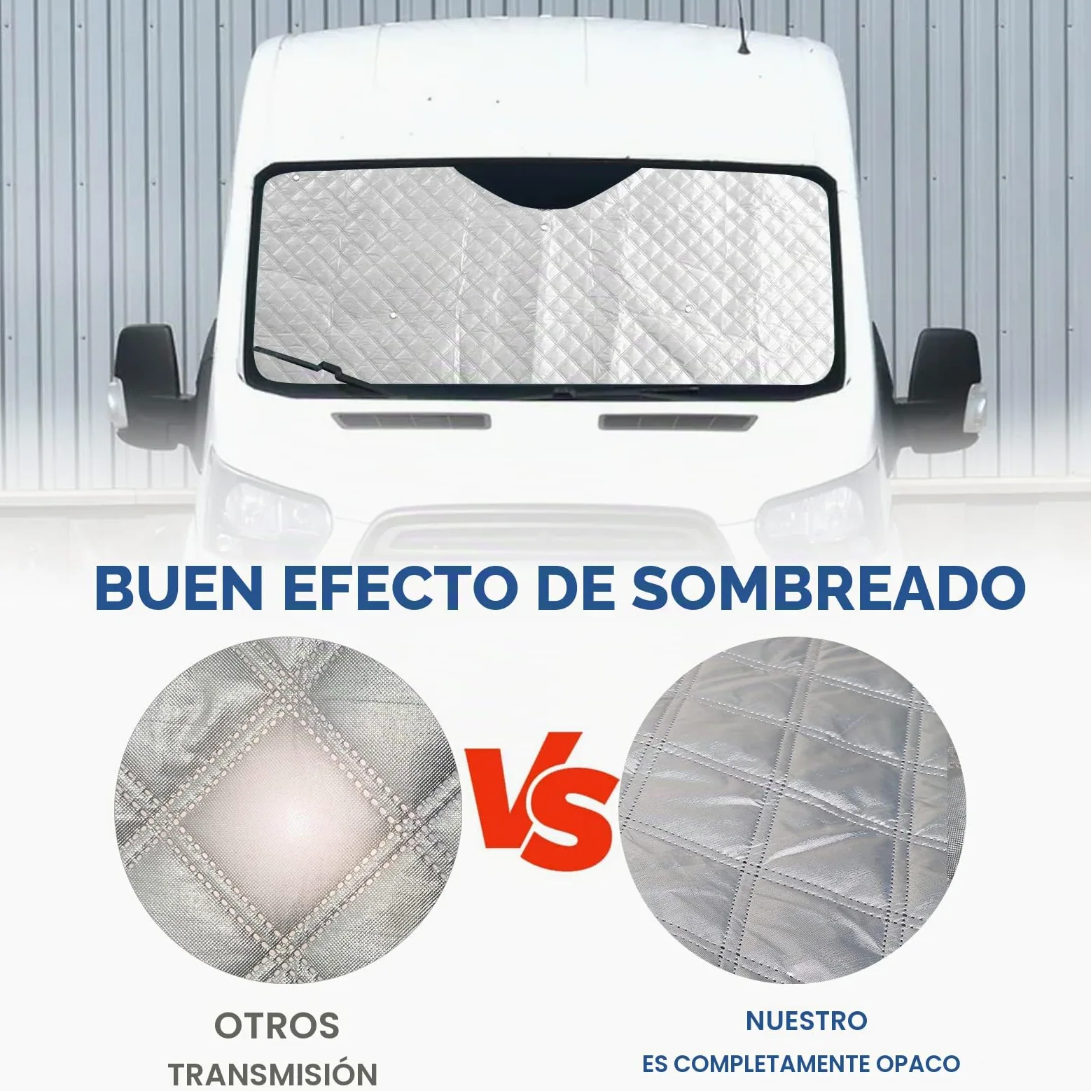 Parasol para Parabrisas Reemplazo para Ford Transit Van MK8, 3 Piezas Protector de Parabrisas, Juego de Parasol Térmico Interno con Bolsa de Almacenamiento, 100% Oclusión | Juego de 3 protectores térmicos opacos para parabrisas con bolsa de almacenamiento