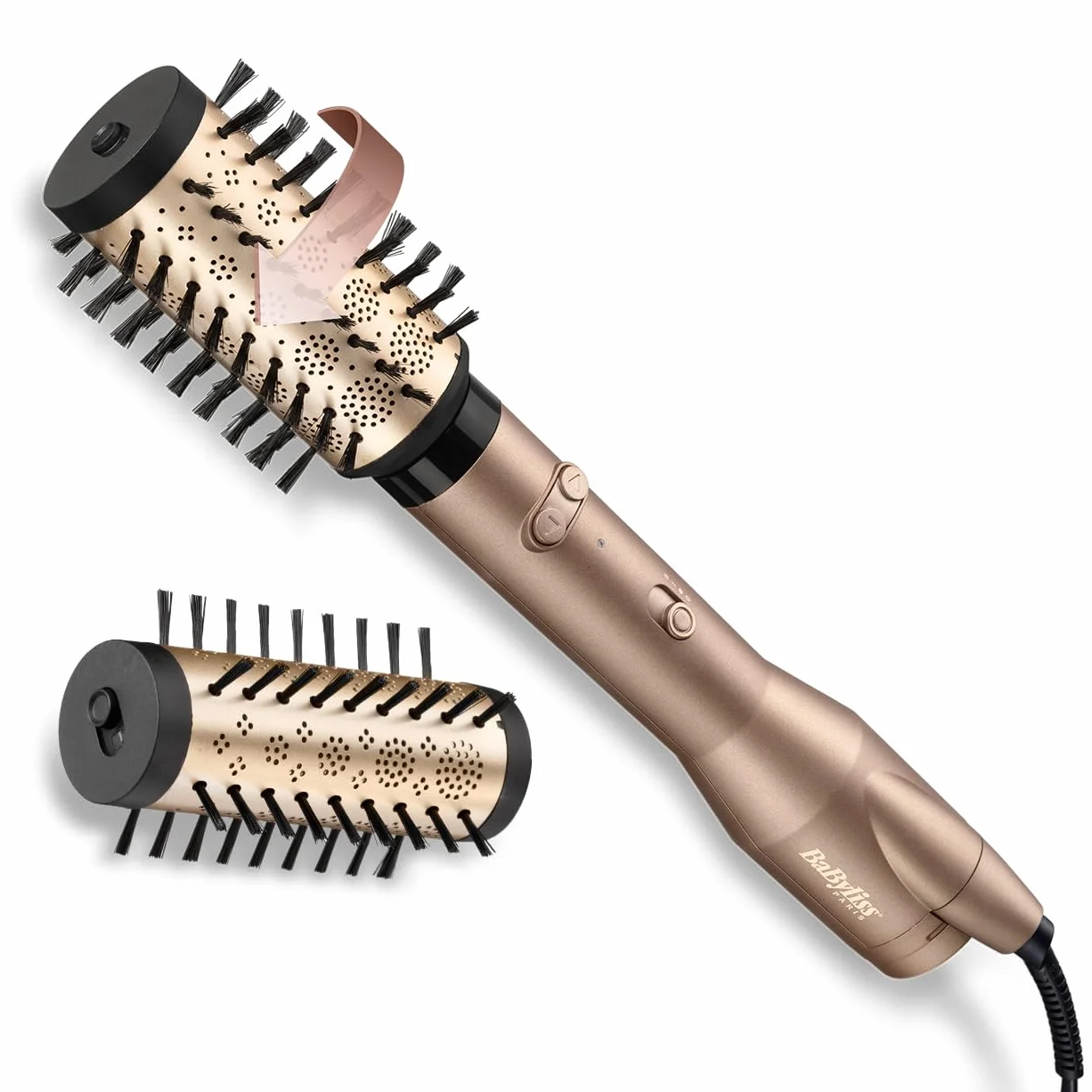 BaByliss AS952E Cepillo Rotatorio Big Hair Dual Hot Air 50mm 40mm iónico antiencrespamiento