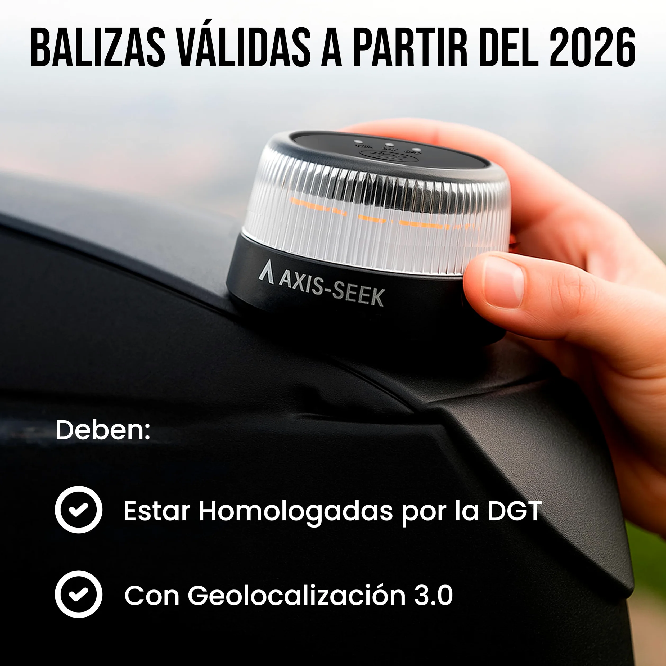 Baliza V16 Homologada por la DGT 3.0, Luz Emergencia LED con Geolocalizacion y con Pilas Incluidas, GPS y SIM