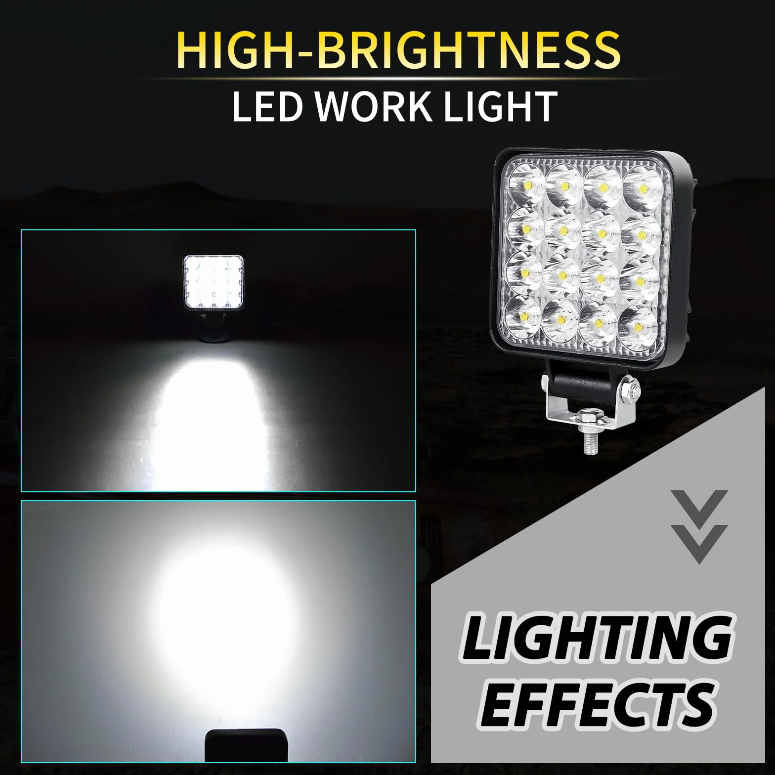 RIGIDON 48W 3.3" Mini Spot Lámpara LED Faro de Trabajo Rectangular 12V 24V para Off Road Camión 4x4 ATV