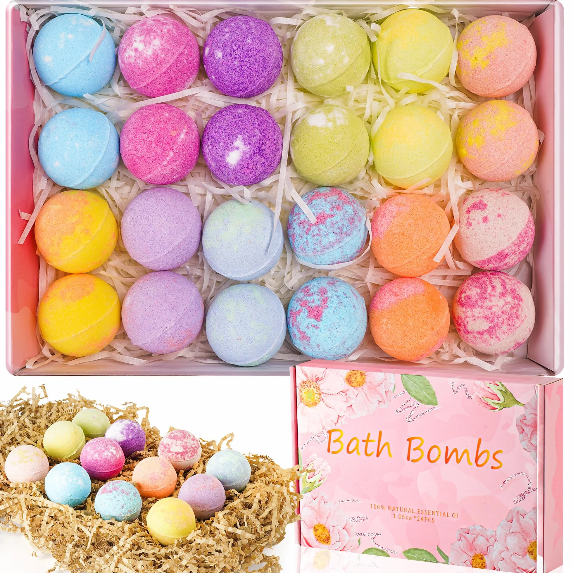 Bombas de Baño Orgánicas Naturales Veganas con Aceites Esenciales, Regalo de Spa Individual para Mujer