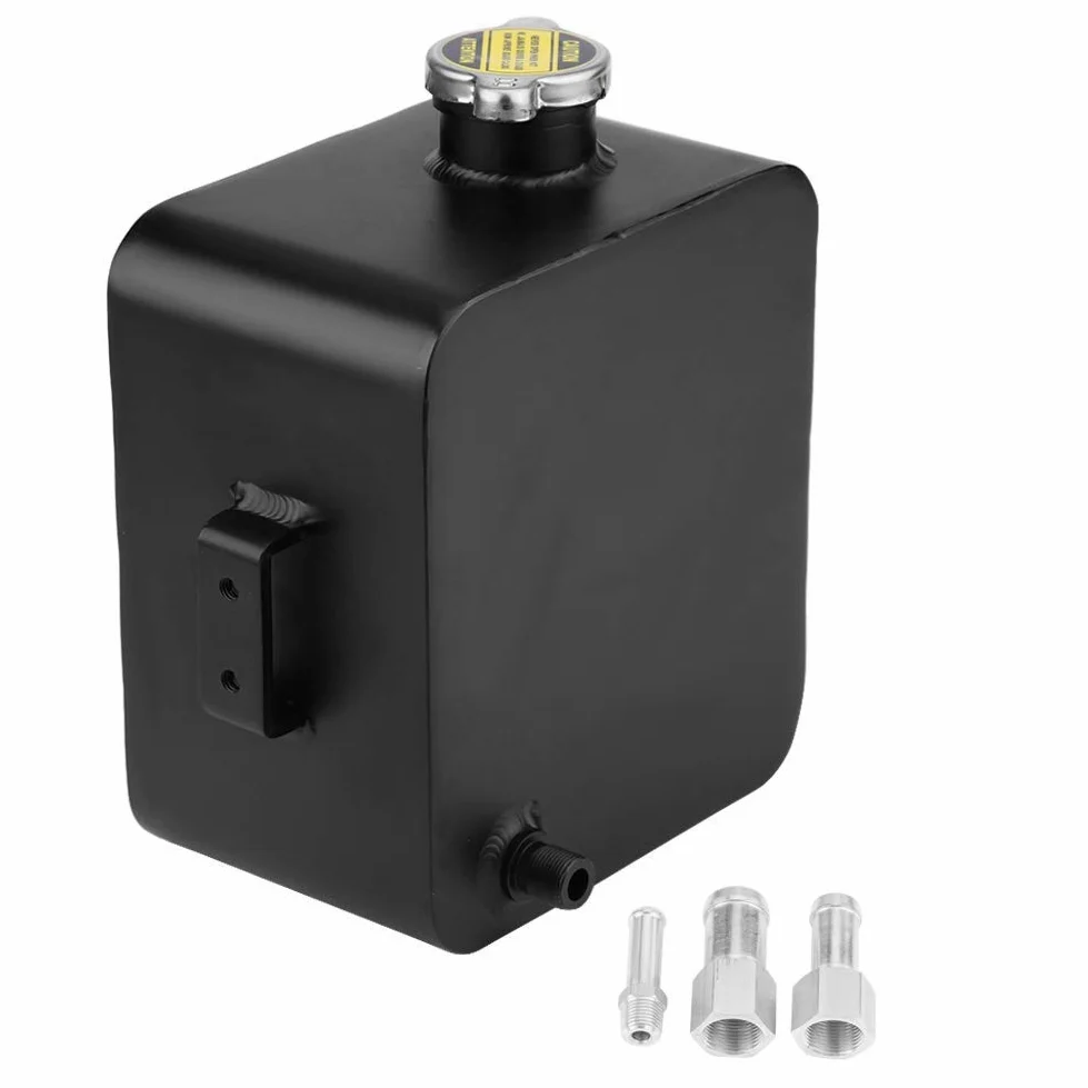 Depósito de expansión de refrigerante universal, depósito de tanque de desbordamiento de expansión de recuperación de refrigerante de radiador de aluminio de 2,5 l, depósito de agua con tapa