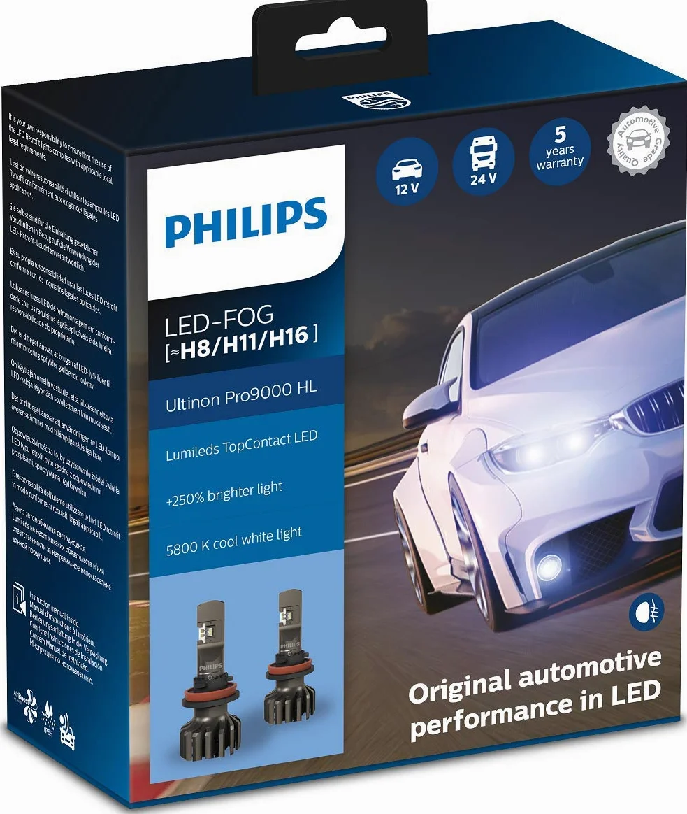 Philips Ultinon Pro9000 LED faros delanteros (H8/H11/H16) paquete doble