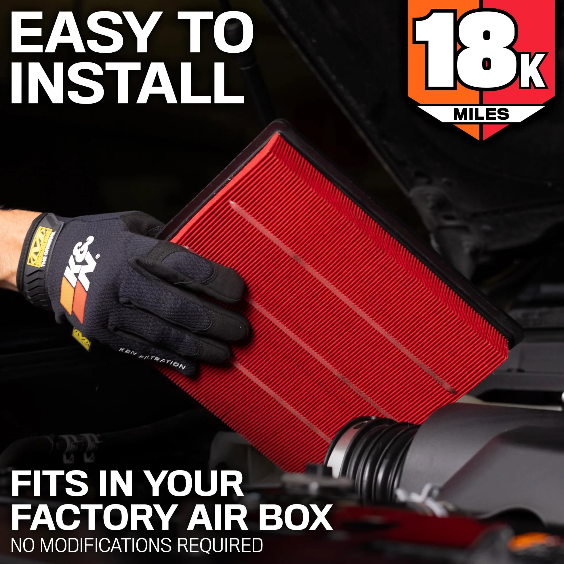 K&N Filtro de aire del motor: larga vida útil de 18,000 millas, filtro de aire de repuesto: compatible con Hyundai/Kia L4 2015-2019 (Sonata, Hybrid, Optima, Optima Hybrid, Cadenza, K5, K7), KNA-5026