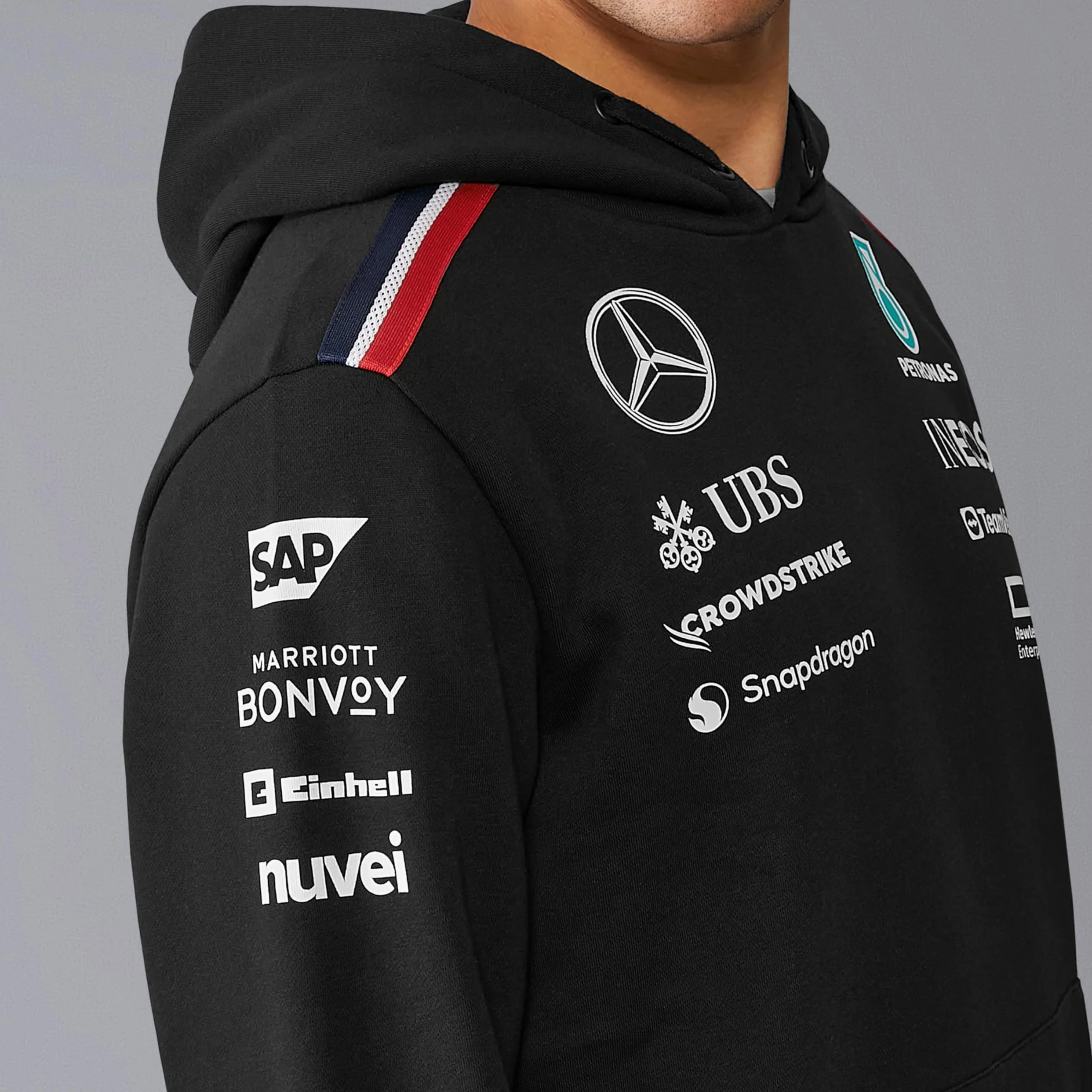 Mercedes AMG Petronas Sudadera con Capucha para Hombre F1 Team 2024 - Negro - Tamaño: XXL