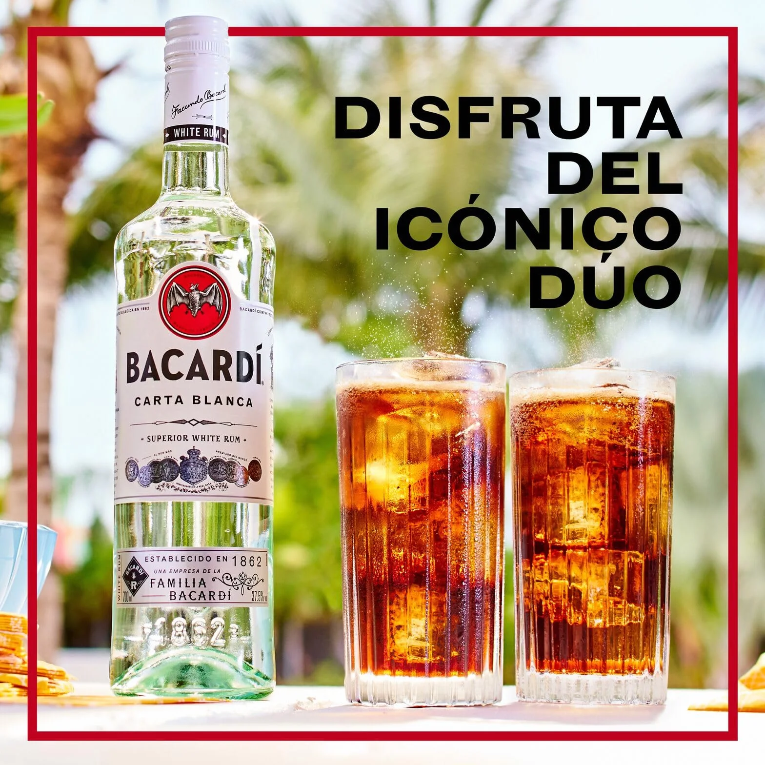 BACARDÍ Carta Blanca Ron Blanco Superior 37,5% ALC. 1 L Ron Caribeño Icónico