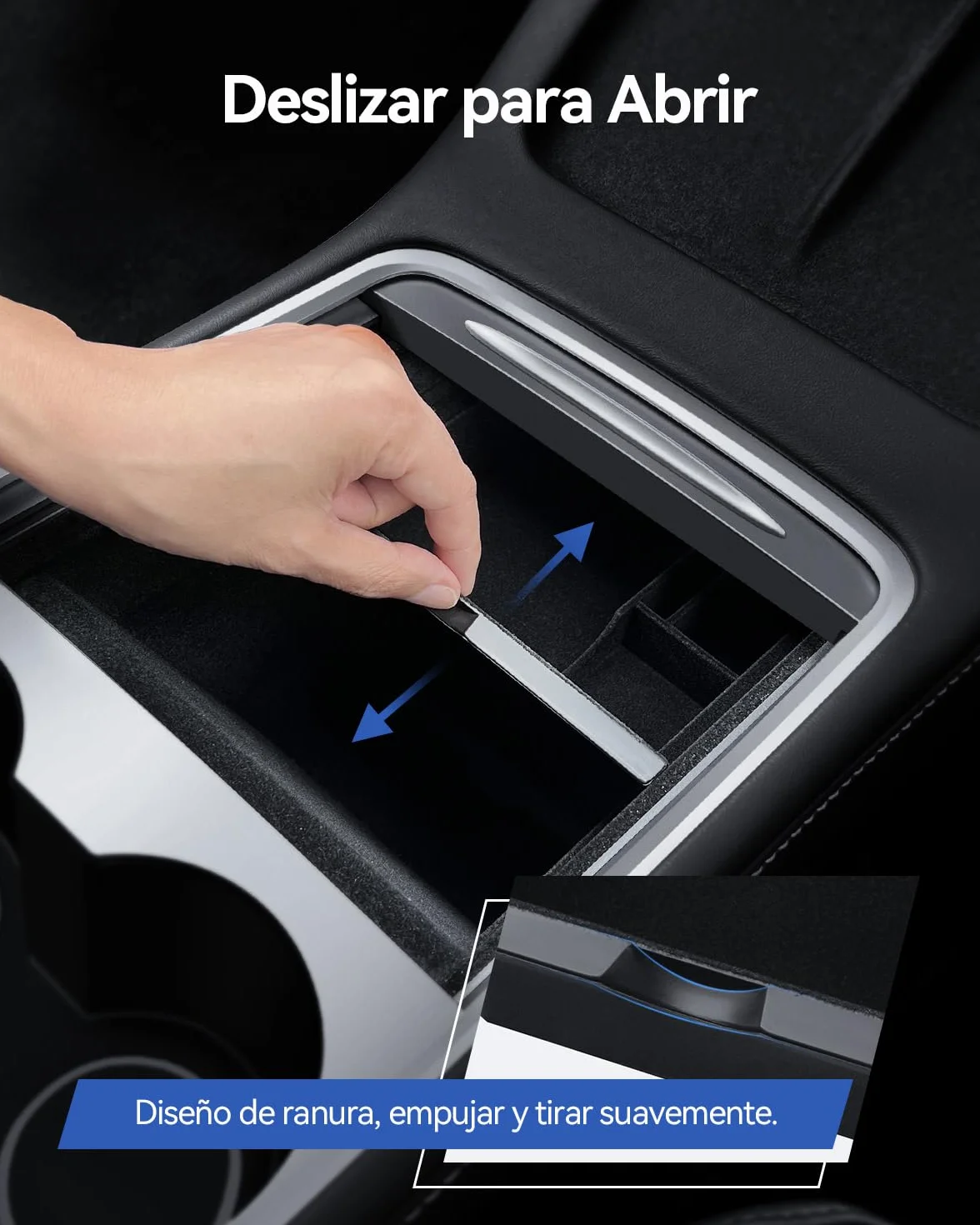 Organizer para Tesla Model Y 2021-2024 y Model 3 2021-2023 Bandeja Organizadora de Consola Central, Caja de Almacenamiento Cajón Oculta Accesorios para Tesla Model Y Model 3