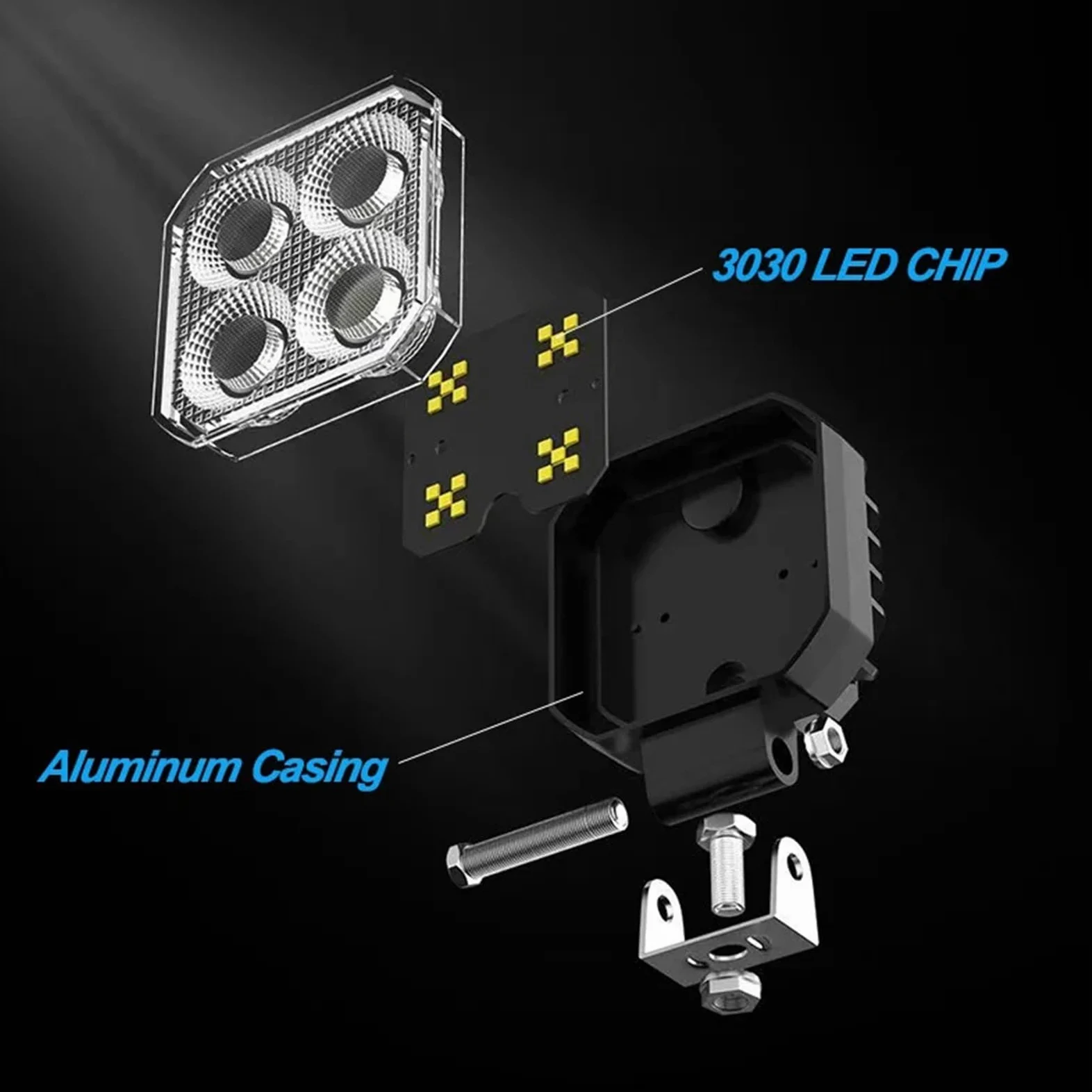 Bombilla Coche De 3 Pulgadas Y 4 LED Luz Trabajo Bombilla para coche | Reflector Rectangular Coche De 9-32V Y 18W Para Camión Barco Tractor ATV Todoterreno 4X4