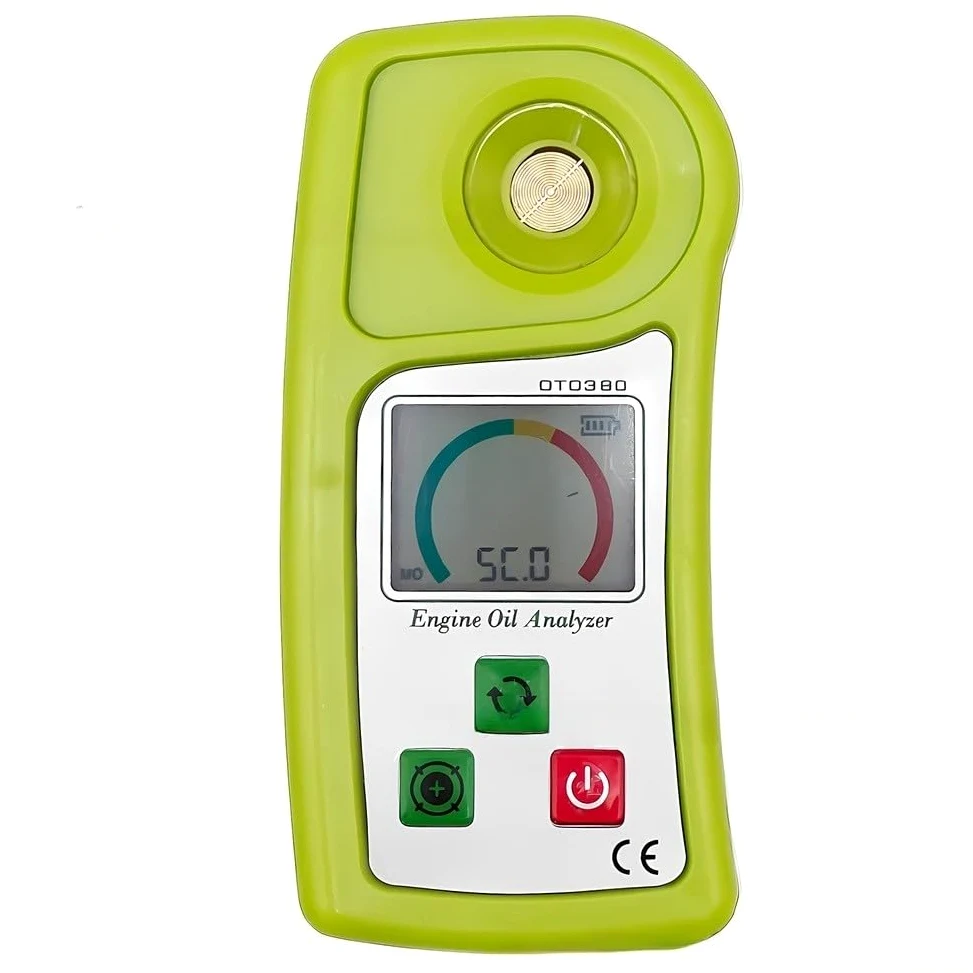 Analizador digital de aceite de motor OTO380 con pantalla LCD, sensor de precisión 0-90%, autocalibración, carga USB-C, apagado automático para combustible diésel y diagnóstico de vehículos