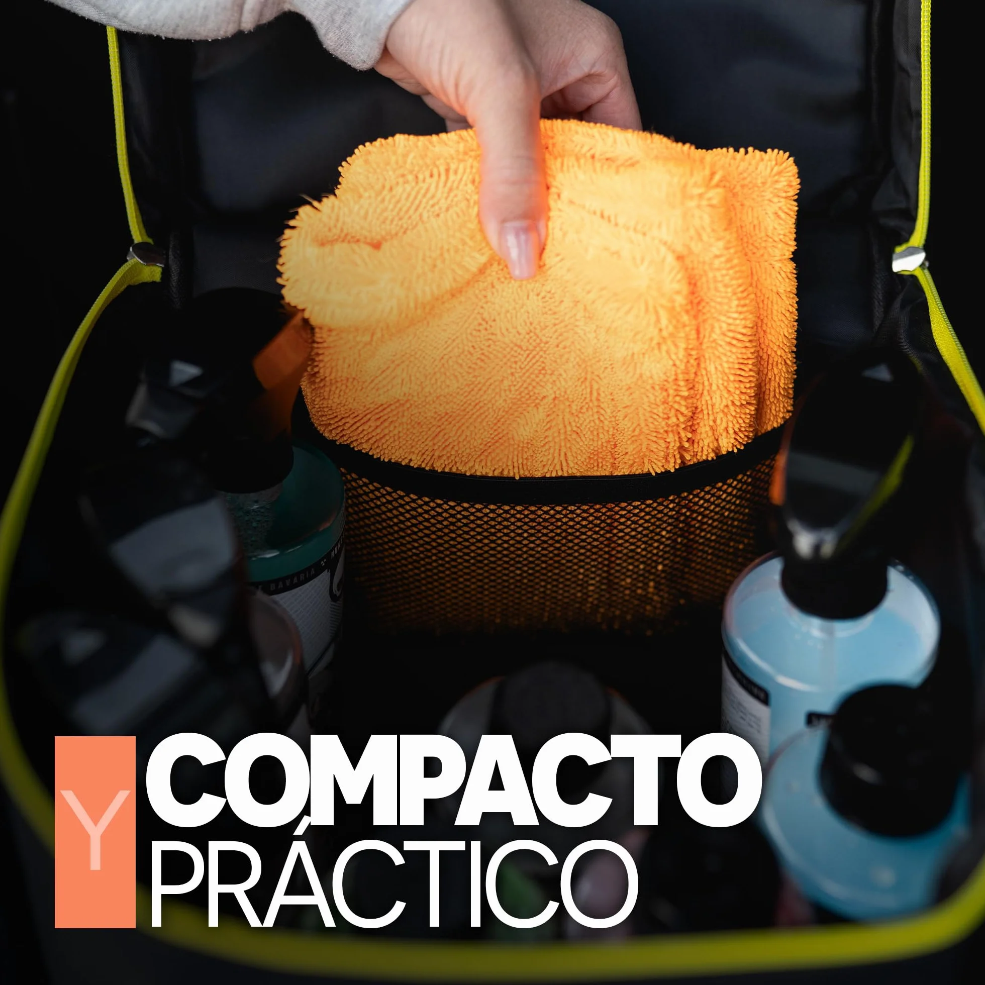 Nuke Guys Bolsa de detalles pequeña | Práctica para el maletero con velcro | Organizador para productos de cuidado del coche
