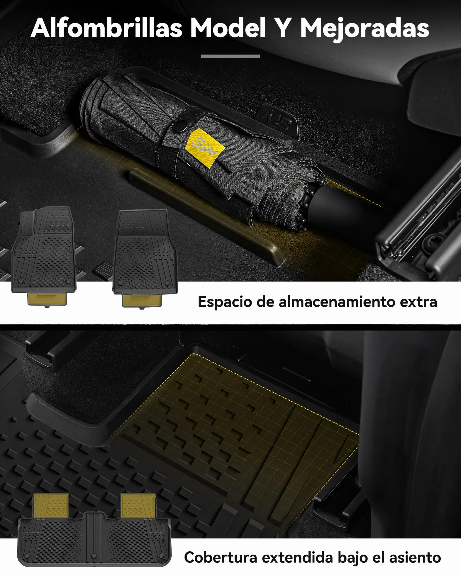 3W Alfombrillas de Coche para Tesla Model Y 2025 2026 Juniper,Incluyendo Alfombrilla de Maletero en Material Thorex™ Premium, Aptas para Todas las Estaciones, Antideslizantes e Impermeables,Accesorios