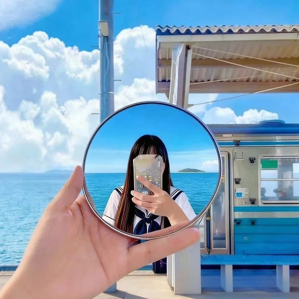 Espejo para selfie portátil redondo convexo 7.5 cm fotografía de viaje