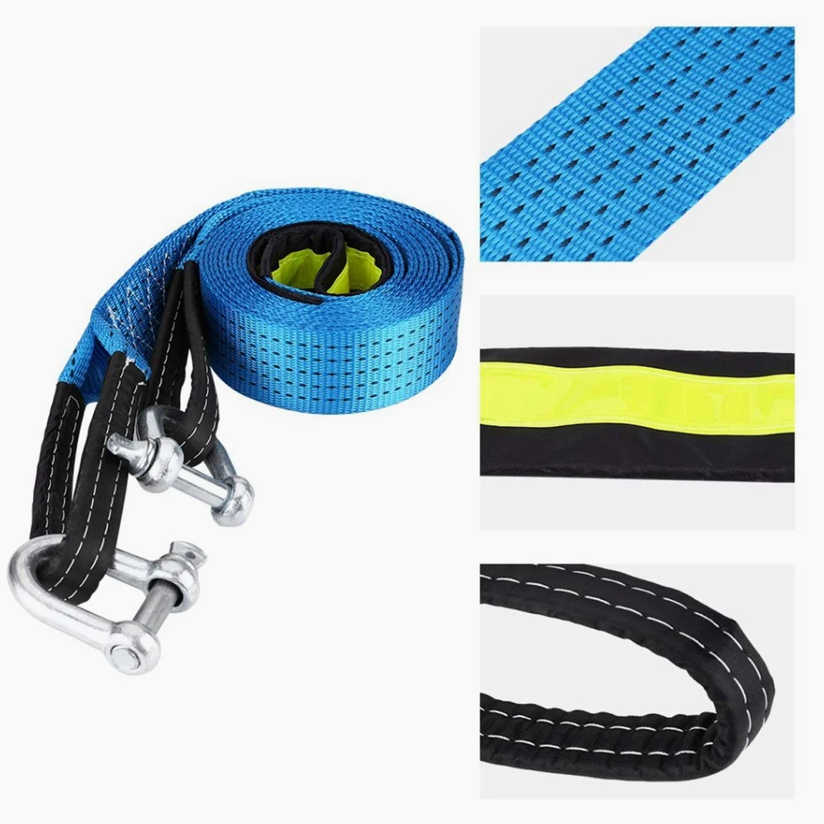 Cuerdas de Remolque para automóviles, Cuerda de Remolque Resistente 4x4, con 2 Ganchos de Seguridad, Correa de Remolque de 8 toneladas, para automóviles/vehículos agrícolas/SUV/Barcos de va