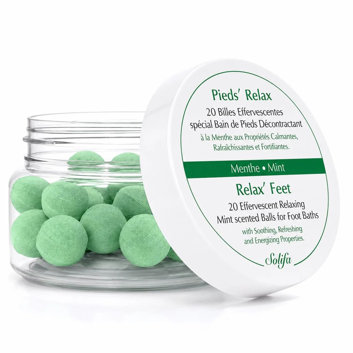 PIEDS'RELAX Tratamiento de Baño de Pies 20 Canicas Efervescentes con Aceites Esenciales Calmantes y Refrescantes