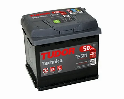 Batería para coche Tudor Exide Technica 50Ah, 12V. Dimensiones: 207 x 175 x 190. Borne izquierda.