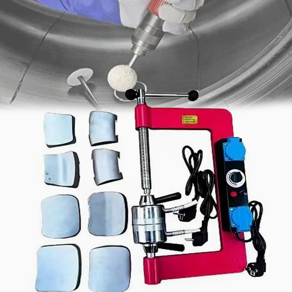Máquina de reparación de neumáticos, sistema de vulcanización automática al vacío de 500 W con 8 moldes, esparcidor de neumáticos y kit de herramientas de calefacción para reparación de camiones