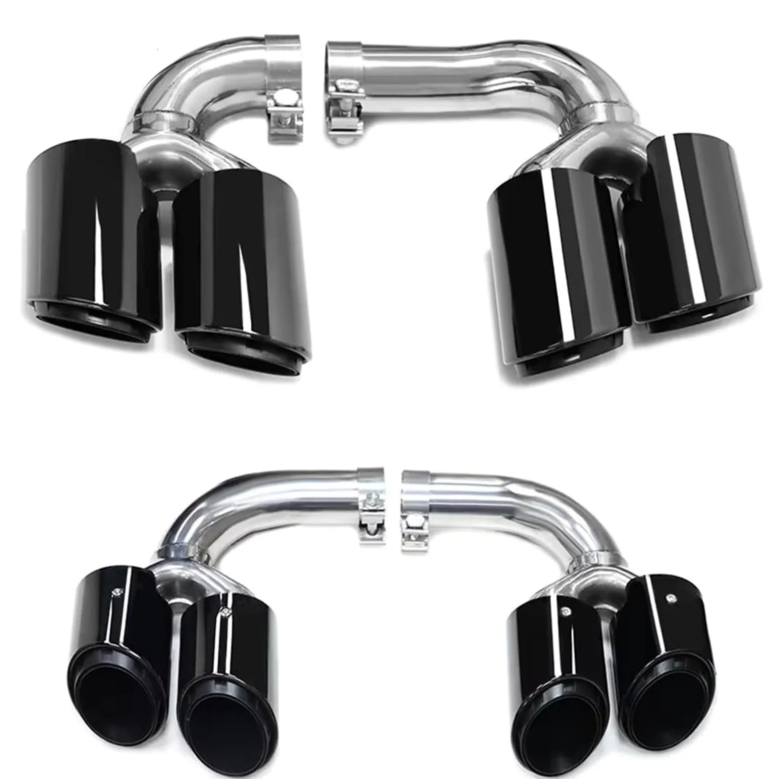 Tubo de Escape para Cayenne 9Y0 SUV 3.0 2018+ Gasolina Punta de Escape Tubo de Escape cudruple Gasolina Negro