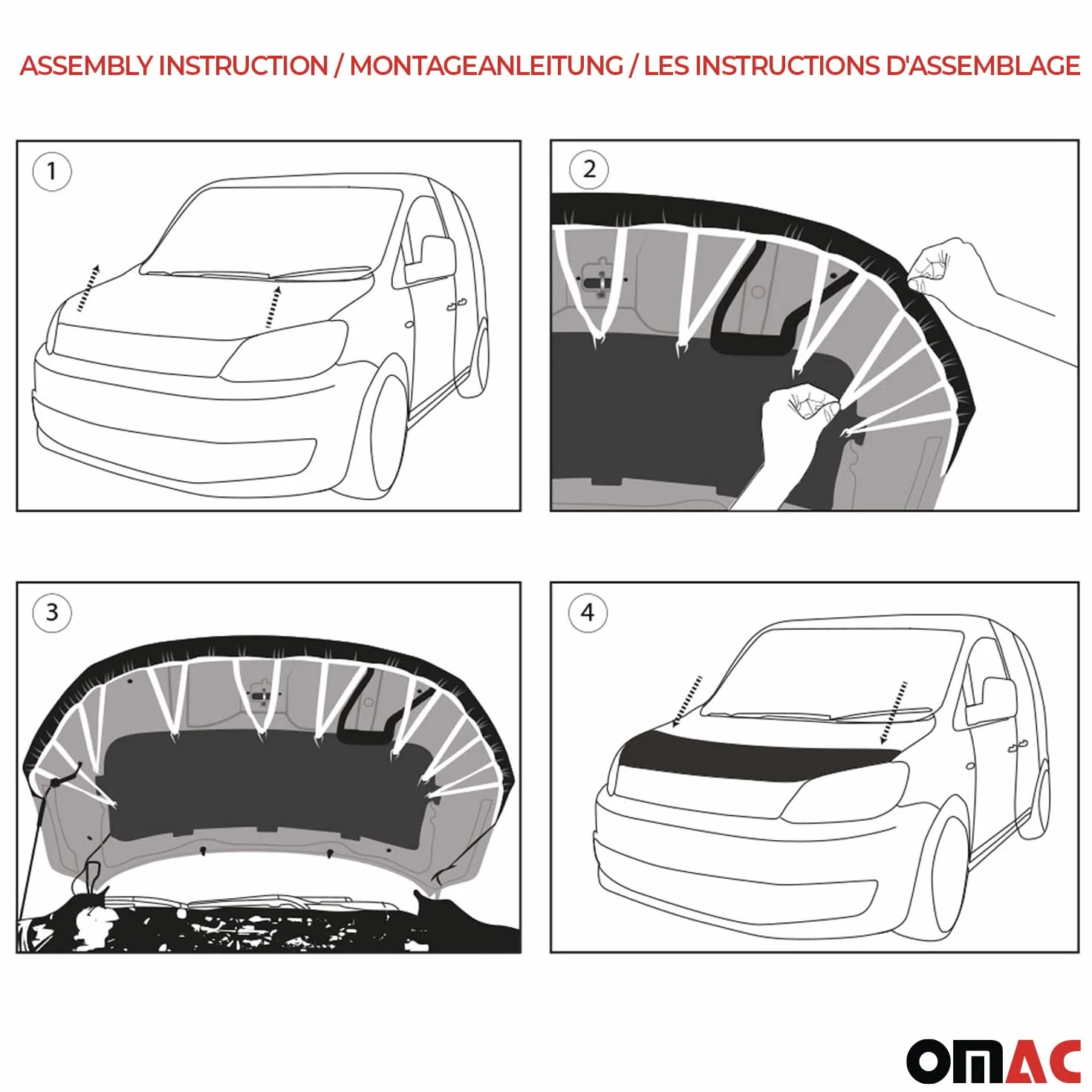 OMAC Haubenbra Steinschlagschutz compatible con BMW 3er E90 E91 E92 E93 2008-2011 Negro Halb