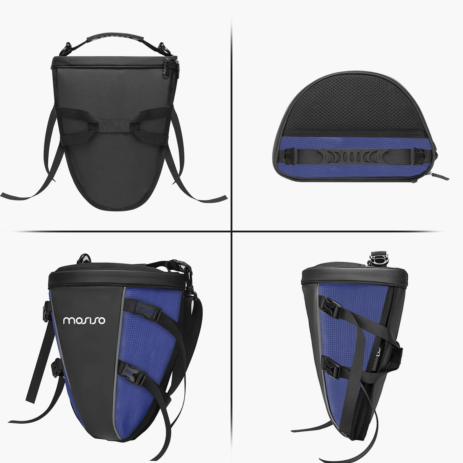 MOSISO Motocicleta Trasera Bolsa Multifunción Impermeable Poliéster Almacenaje Sillín Bolsa, 10L Exterior Deportes Moto Asiento Trasero Luz Tanque Bolso Portaherramientas con Bandolera,Azul Marino