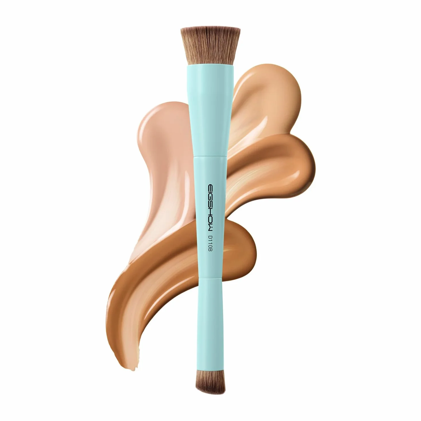 EIGSHOW Brocha de Maquillaje Doble Punta Base y Corrector, Vegana Libre de Crueldad D110 Cian