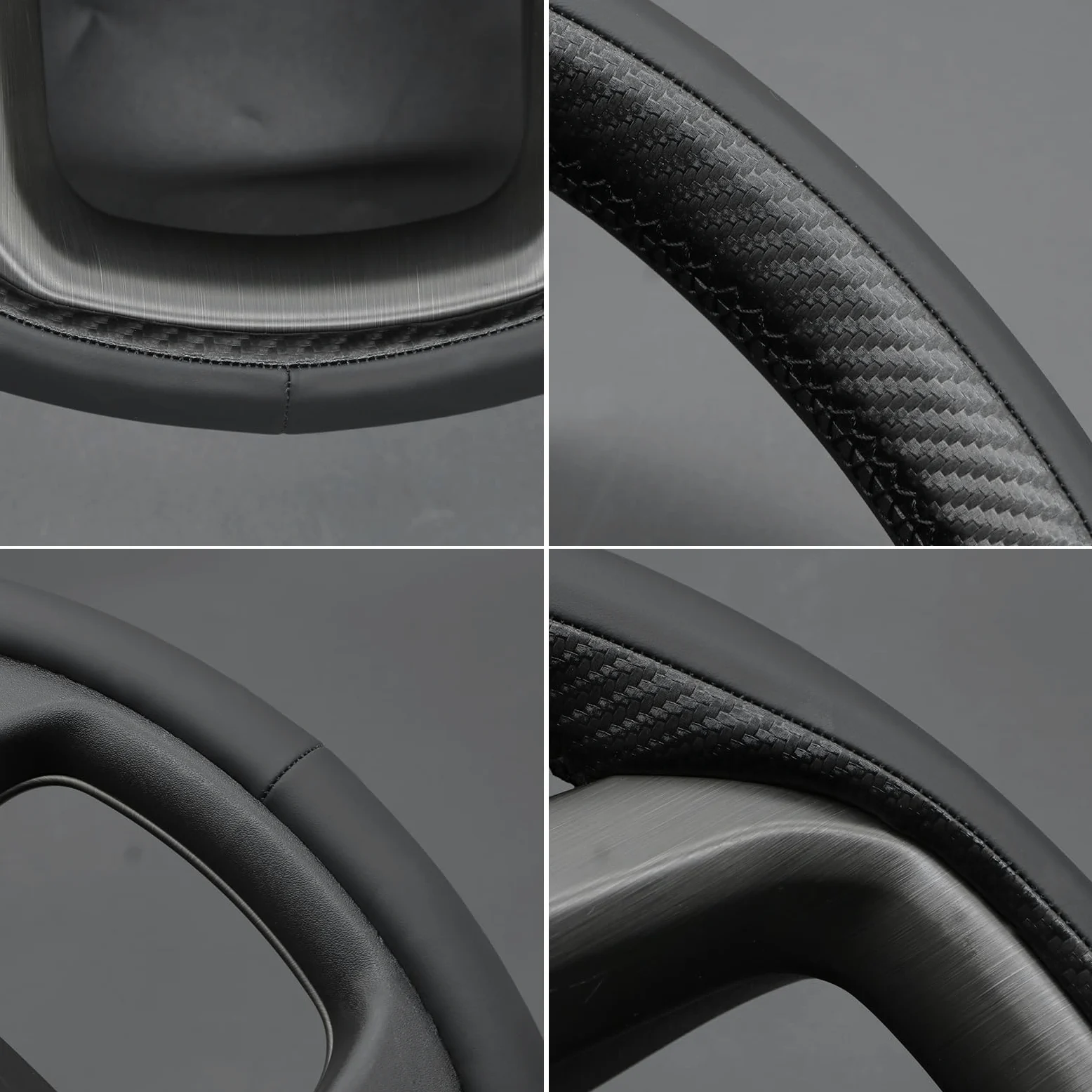 Funda para Volante de Coche para GMC Sierra 1500 / Sierra 1500 Limited/Sierra 2500 3500 / Yukon (XL) Fabricada en Microfibra de Cuero con Acabado Brillante de Fibra de Carbono