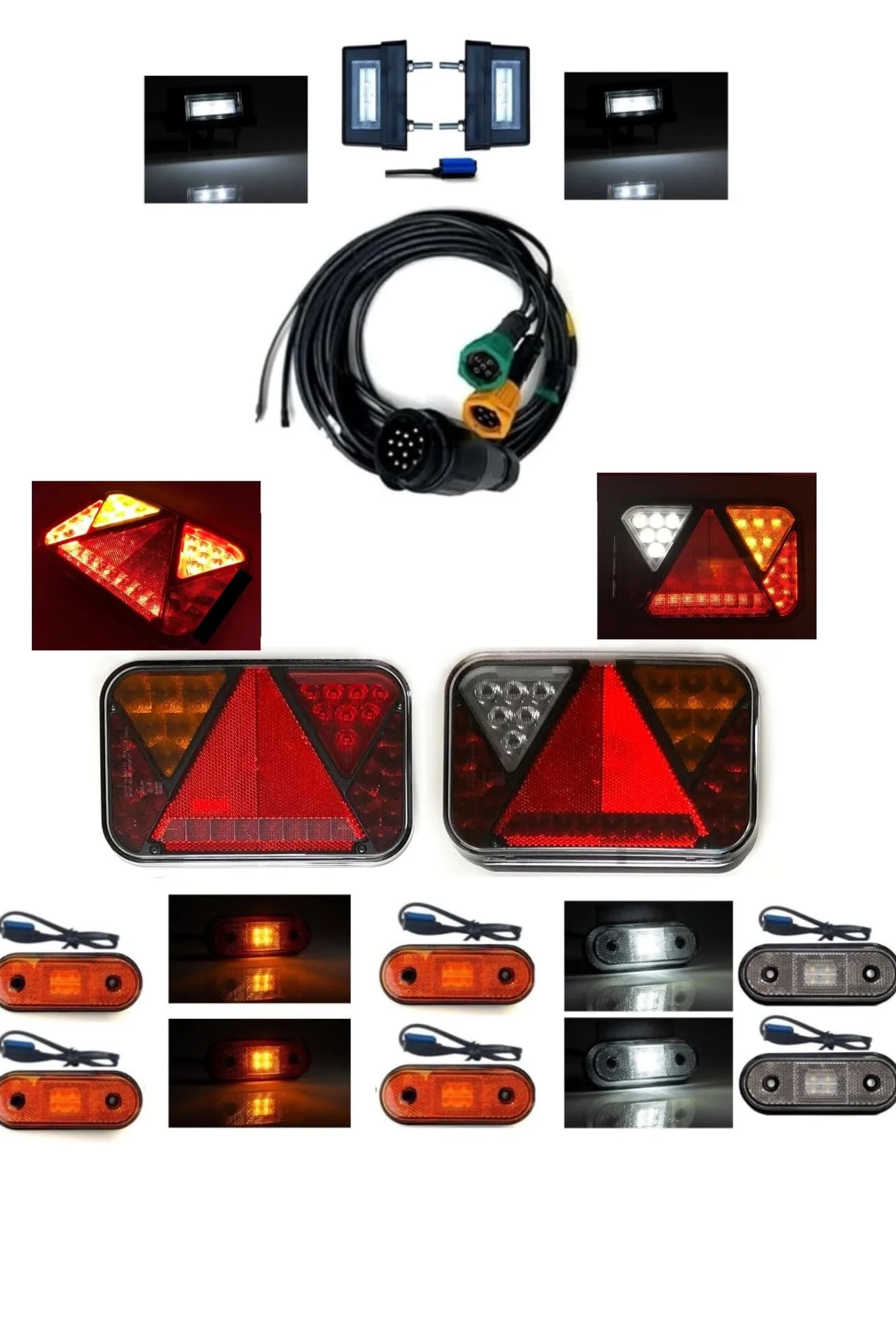 Luces LED traseras para remolques, Piloto LED Remolque, Caja de Control de 13 Pines, Cable de 7,7 m, Juego de Luces