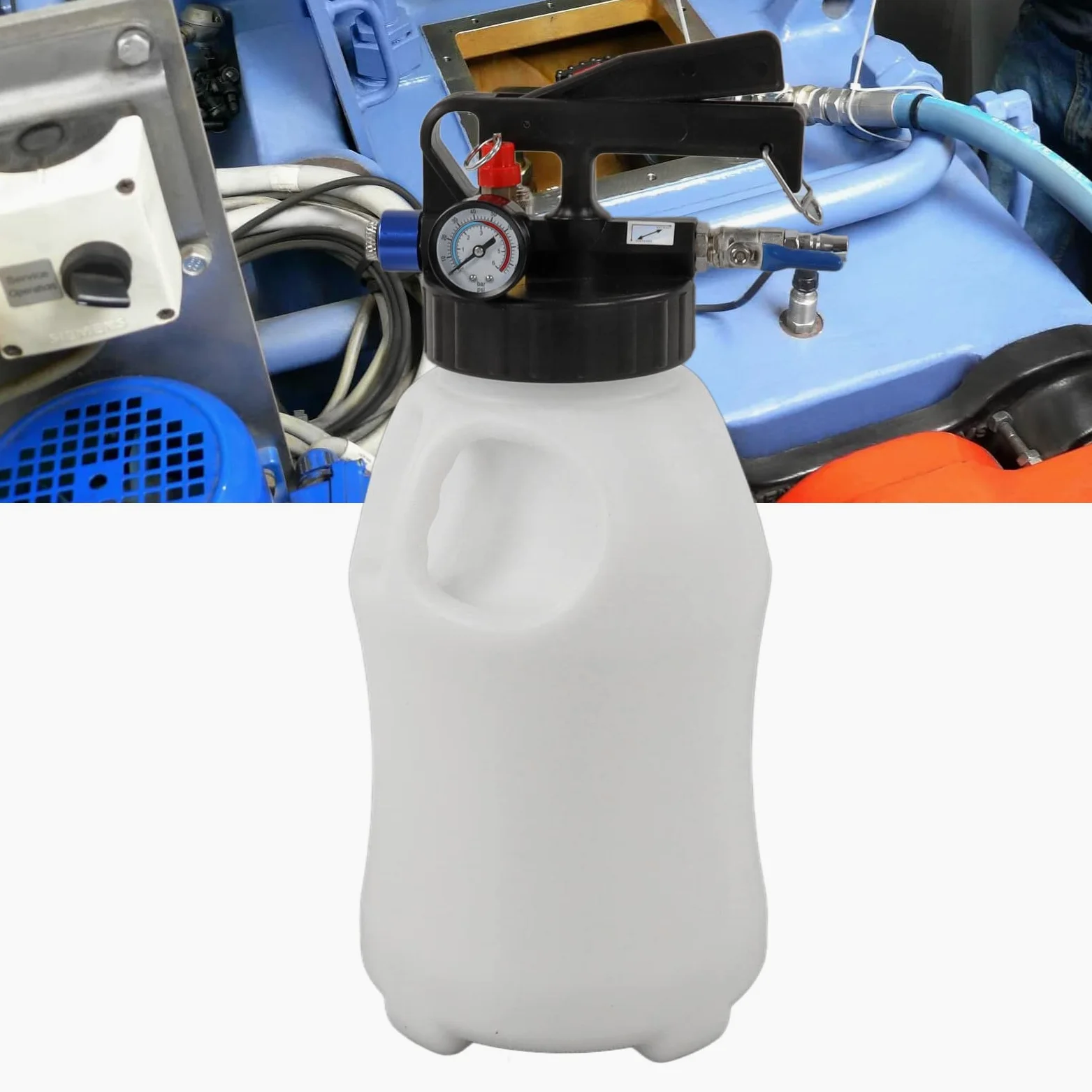 Ejoyous Herramienta Neumática de Recarga ATF de 6L, Extractor y Dispensador de Aceite Metálico con 13 Adaptadores para un Eficiente del Líquido de Transmisión