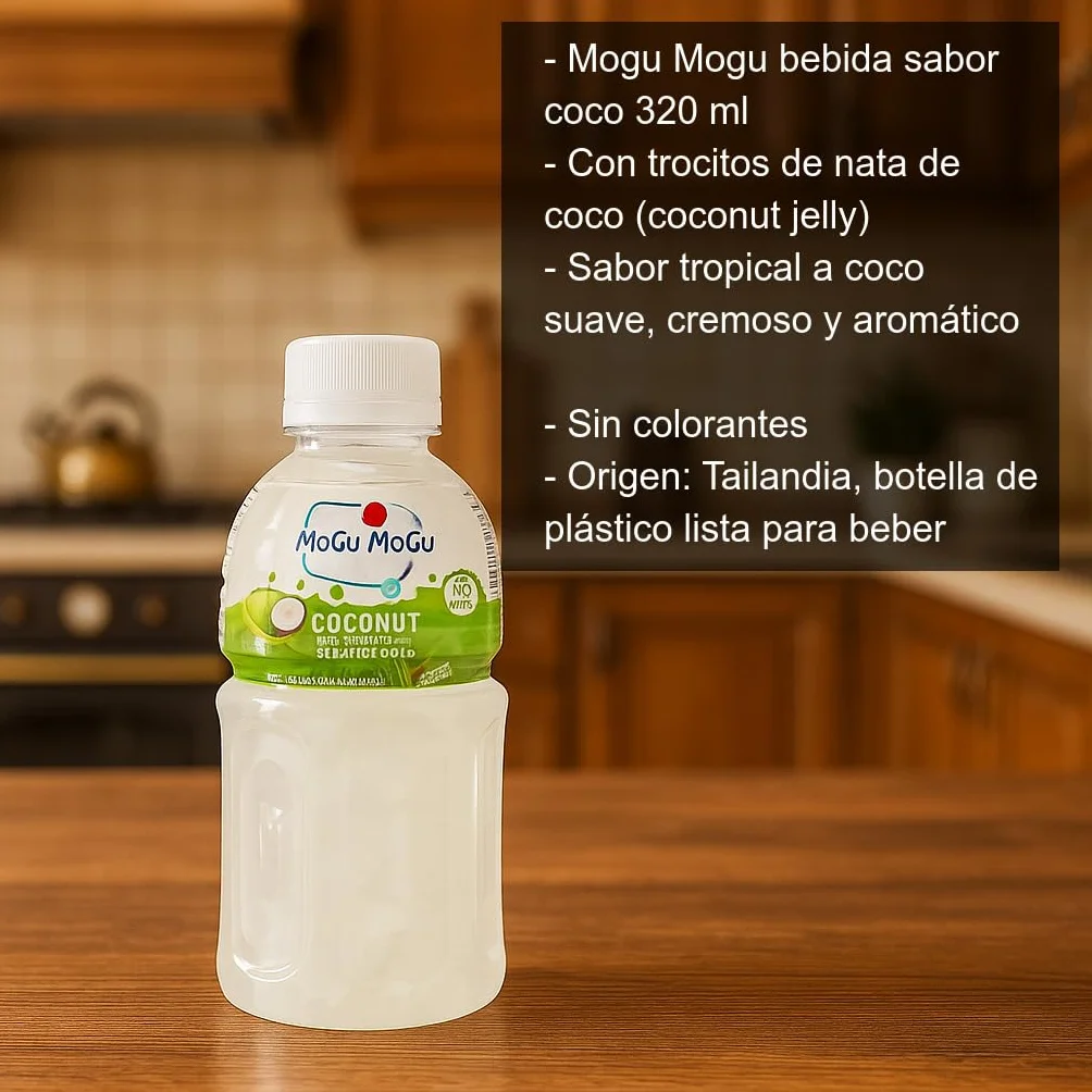 Mogu Mogu Coco 320 ml Pack 3 botellas con jelly nata de coco Refresco tropical