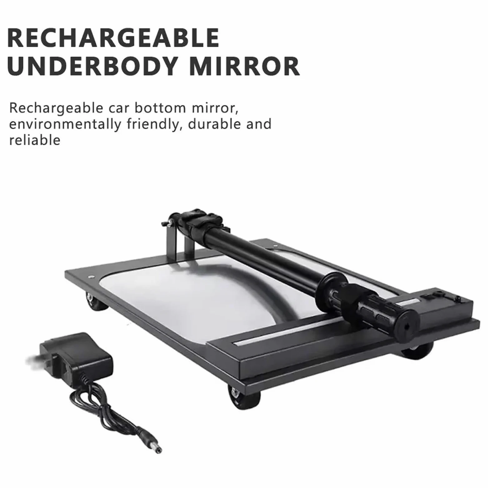 Espejo de inspección bajo vehículos, Espejo telescópico con luz LED y Rueda Universal, Varilla Extensible de 40-115 cm, batería Recargable, para talleres mecánicos