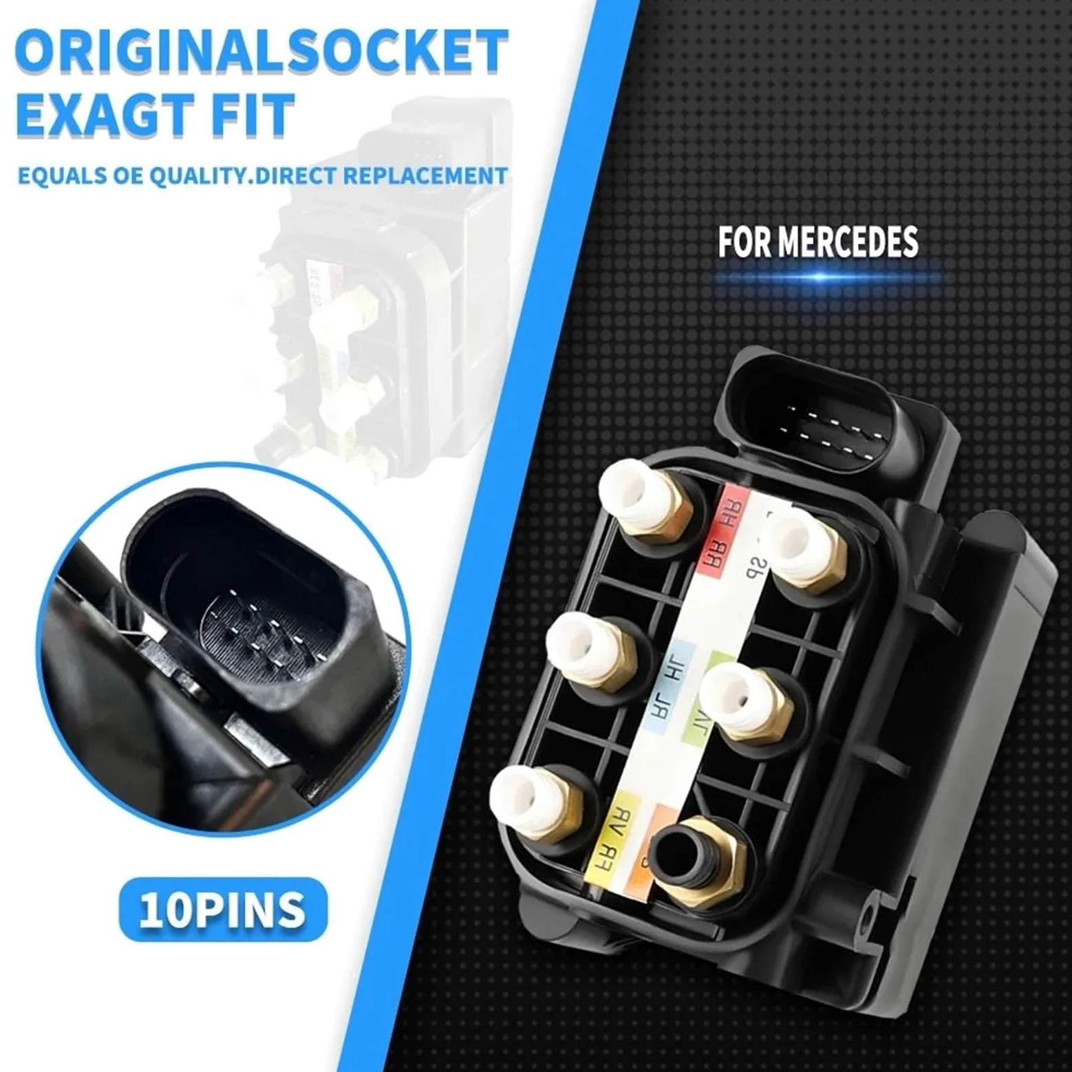 Suspensiones aire,Amortiguador de aire Bloque de válvula solenoide de suministro de bomba de compresor de suspensión neumática para Mercedes W221 W166 W164 W251 W212 W222 C216