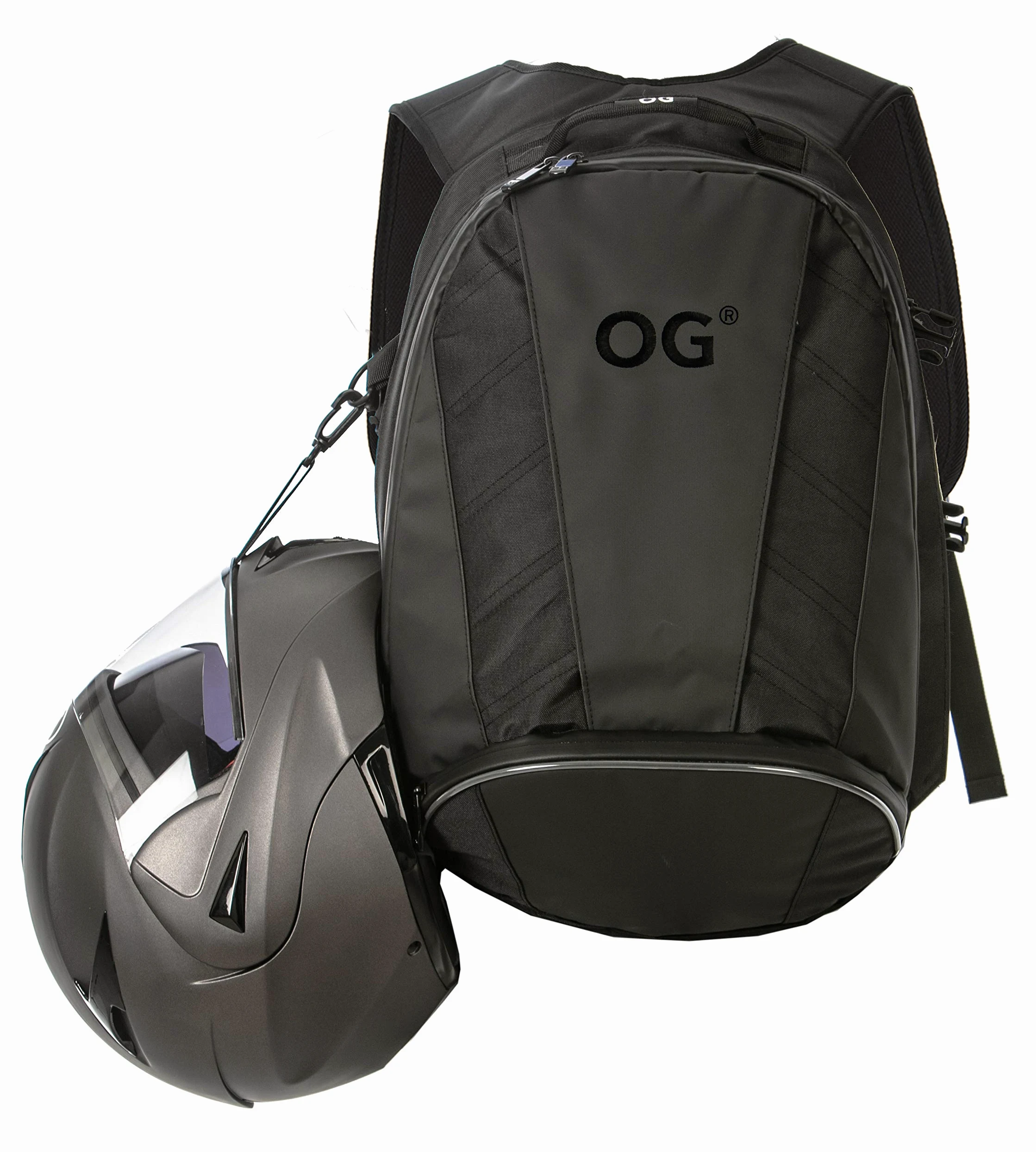 OG Original EZ-RiderPRO Mochila Moto Negra Expandible 28-35L, Bolsa Porta-Cascos Motorista, Correa Casco, Impermeable, Portátil, Reflectante