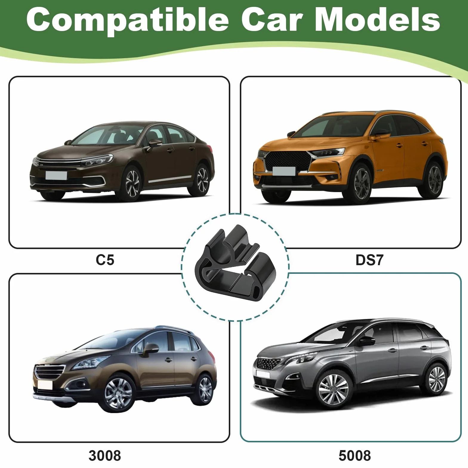 6 Piezas Clips para Brazo Limpiaparabrisas compatible con Peugeot 3008 5008 Citroën C5 DS7, Juego de Clips de Repuesto para Fijación de Manguera Lavaparabrisas