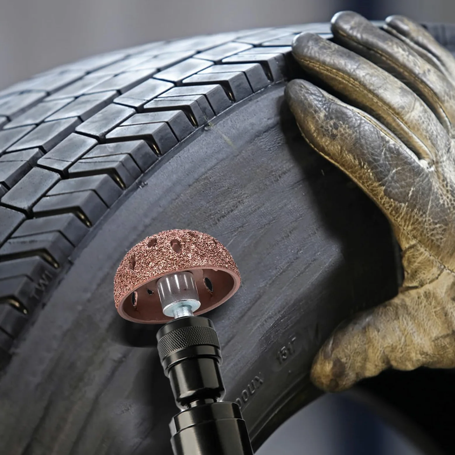 Herramientas de reparación de neumáticos, incluye amortiguador de neumáticos de baja velocidad de 2500 rpm, ruedas de pulido de neumáticos de 42 mm y 55 mm, cortador de raspado de rodillo de