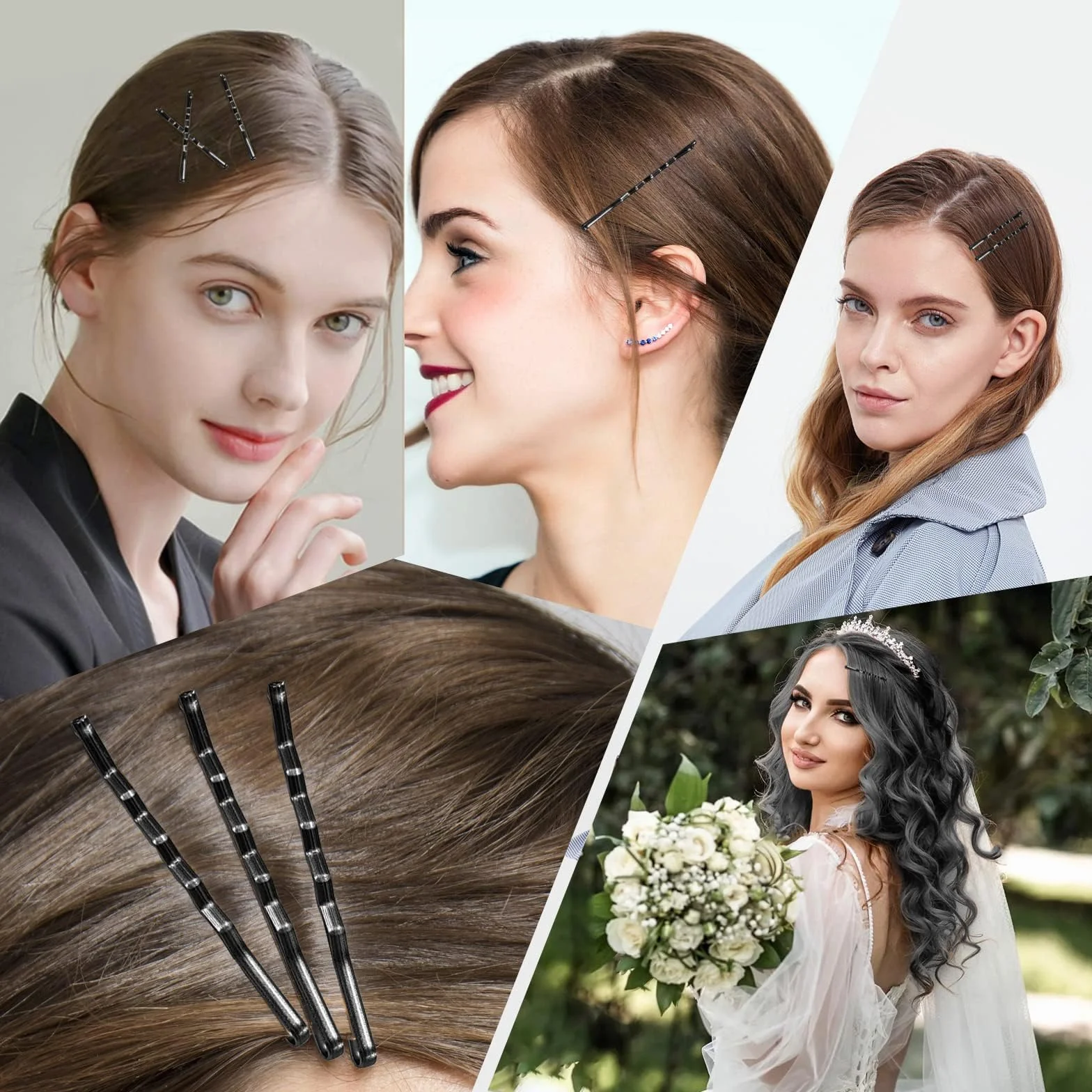 Mbsomnus 50 Piezas Horquillas Pelo Mujer Negro Bobby Pins 7cm Onduladas