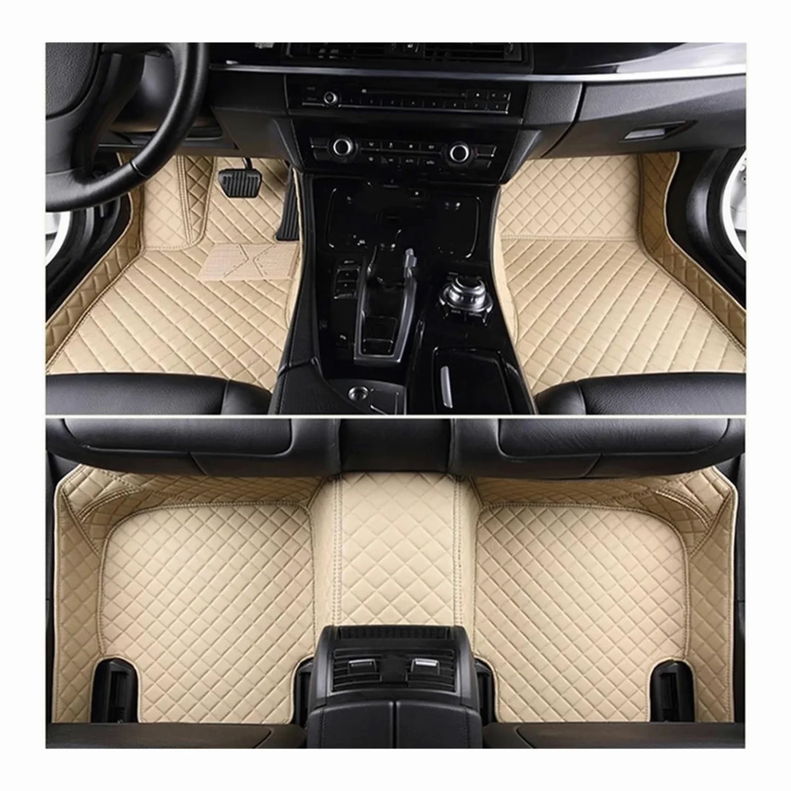 Alfombrillas Alfombrillas Personalizadas para Mini F55 F56 de 2 Puertas (años 2014-2021) Detalles Interiores Accesorios para Coche Alfombra.(Beige)