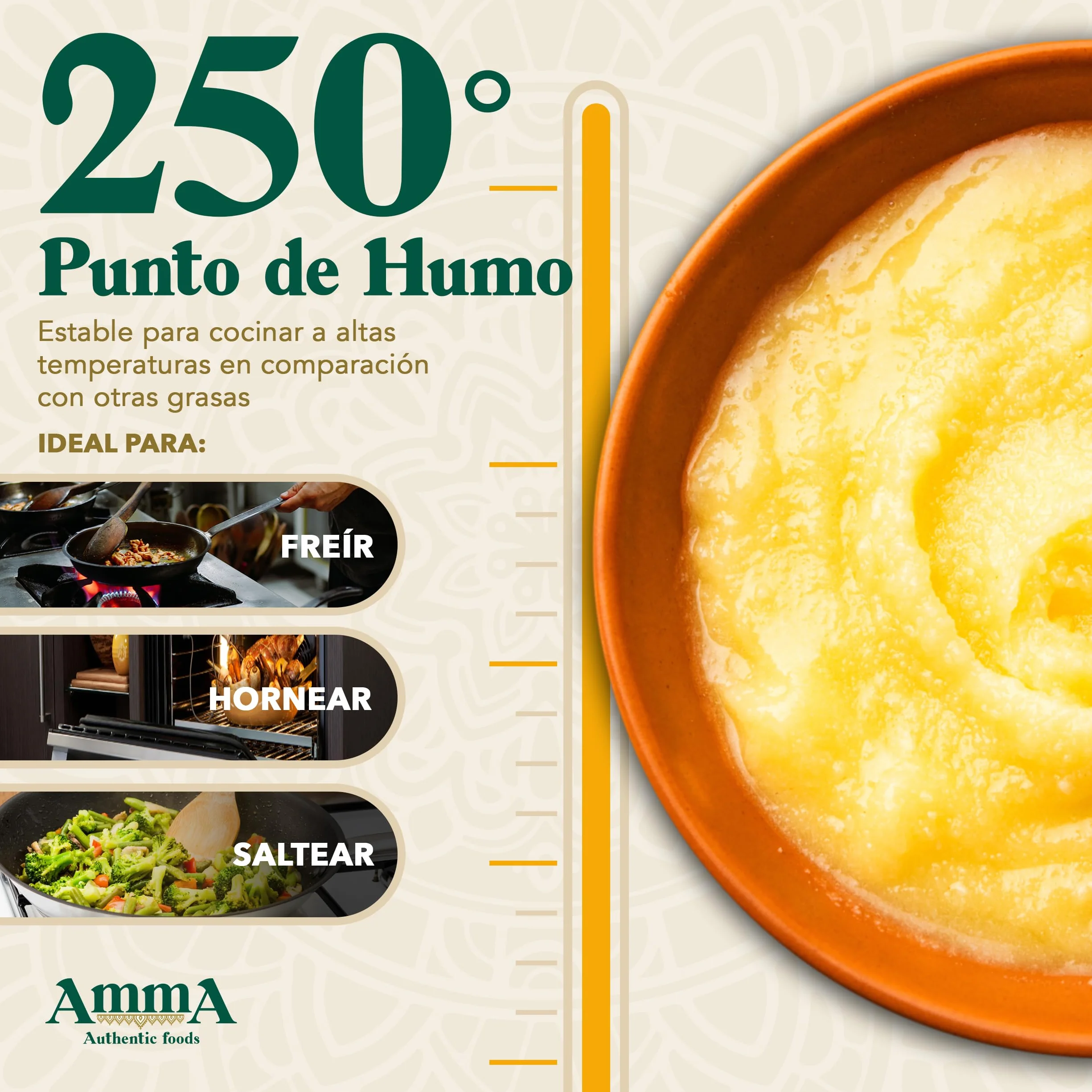 Amma Authentic Foods Ghee Mantequilla Clarificada 400g Apto para Keto y Paleo