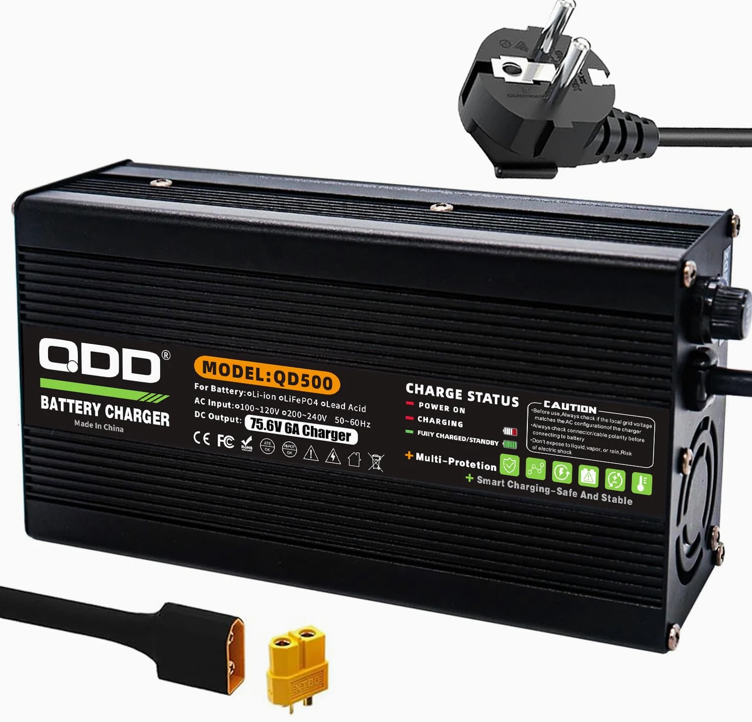 QDD Cargador de batería de iones de litio de 75,6 V, 6 A, salida XT60, conector XT60, se utiliza para batería de iones de litio 18S 66,6 V