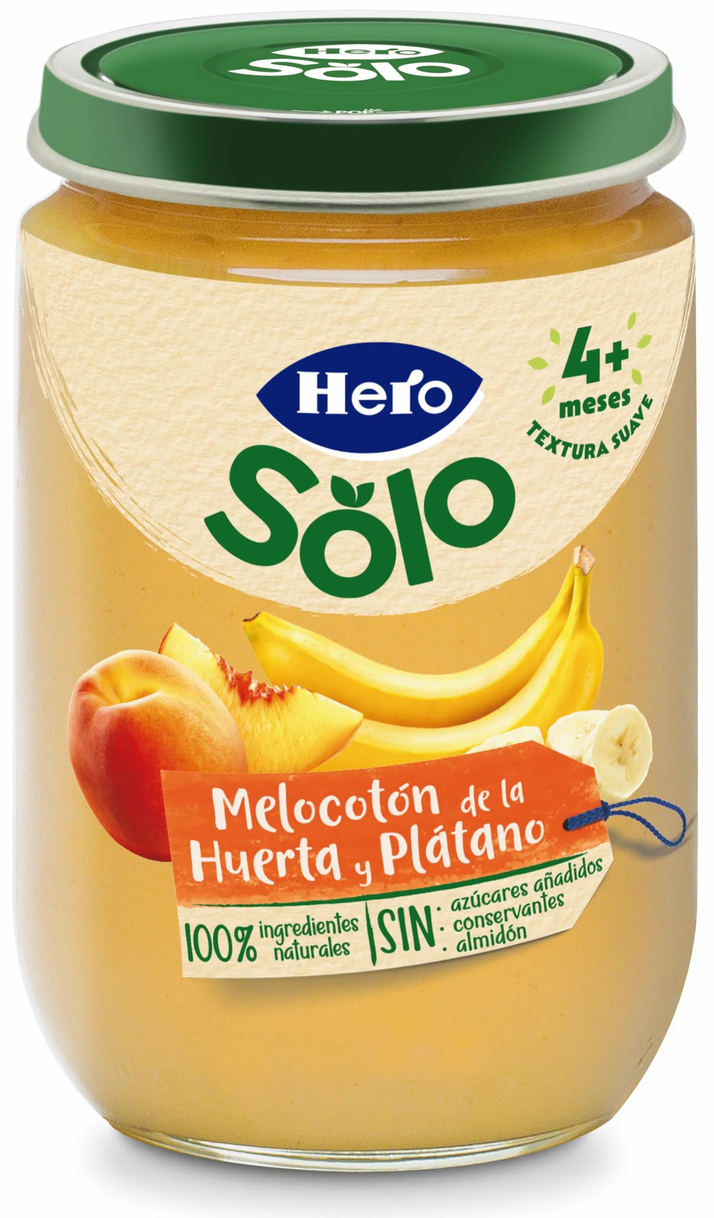 Hero Baby Tarritos de Melocotón y Plátano 190g para bebés desde 4 meses
