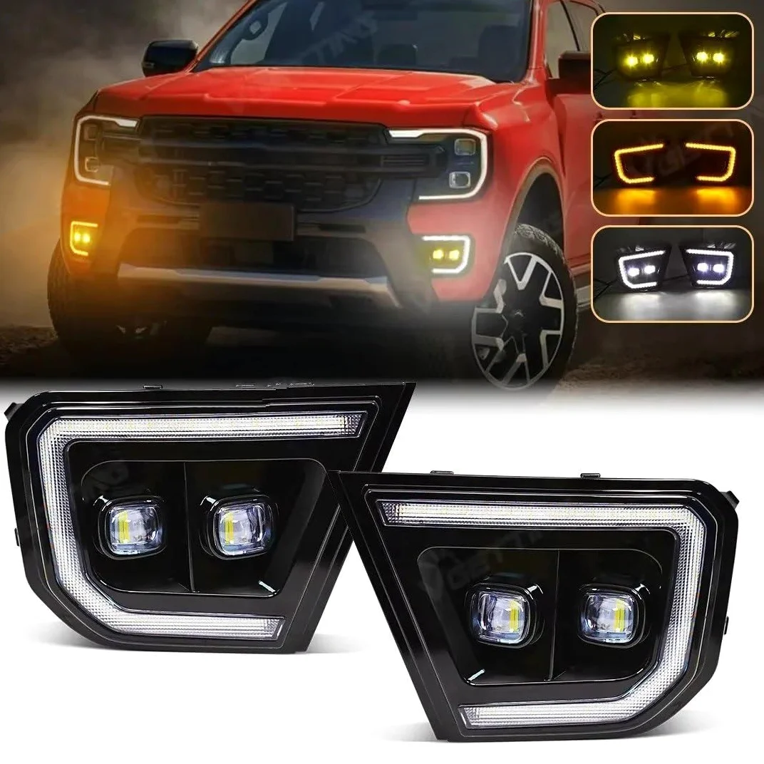 Luz Niebla Para Ford Para Ranger Para Wildtrak 2022 2023 Luces Diurnas LED DRL Intermitentes Blancas Amarillas Luces Antiniebla Coche