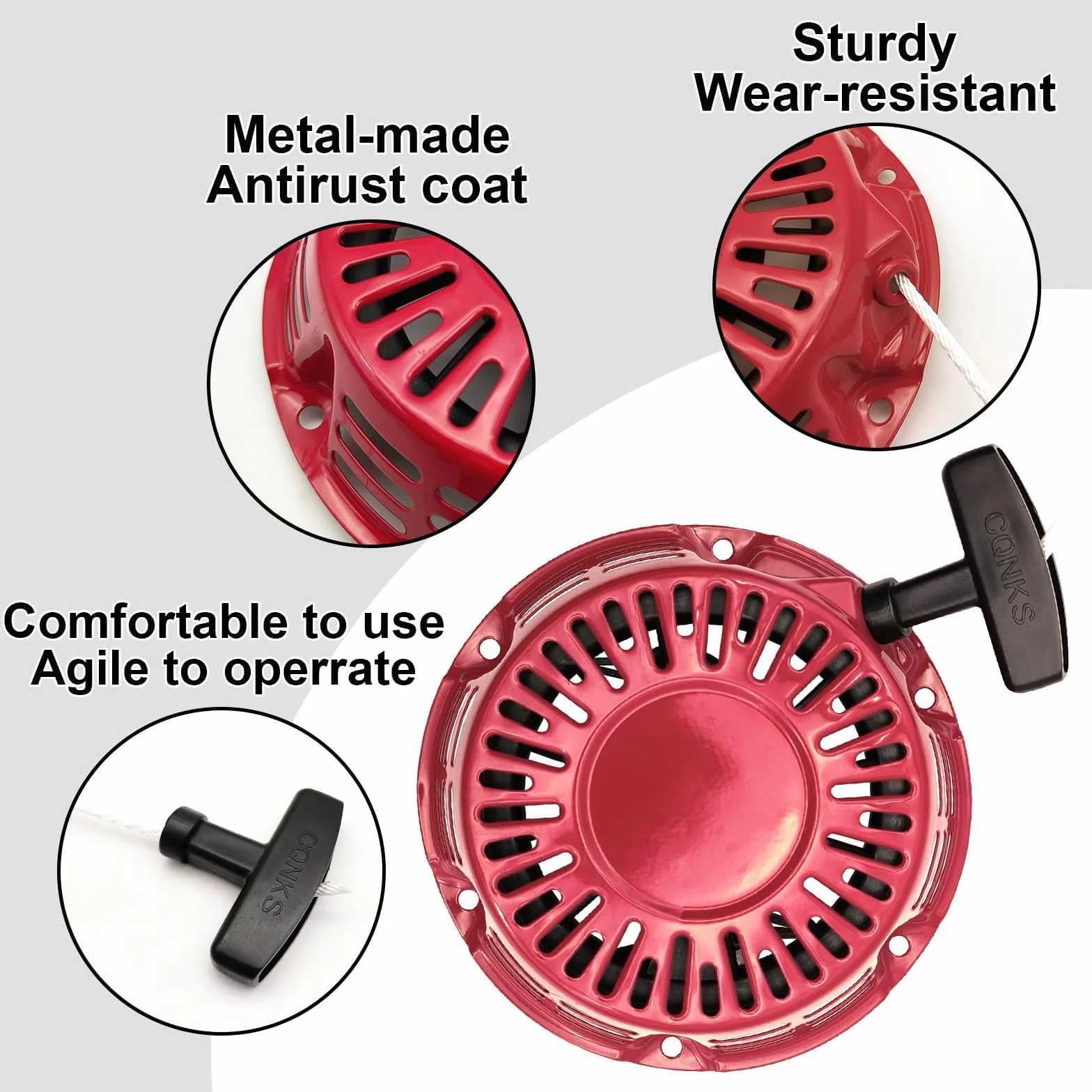 STRONGTHIUM Arranque de Retroceso Compatible con Honda GX160 GX200 GX120 4-6,5 CV, para Generador Motoazada Bomba de Agua, Tirador de Arranque para Motor 163cc 196cc, Rojo
