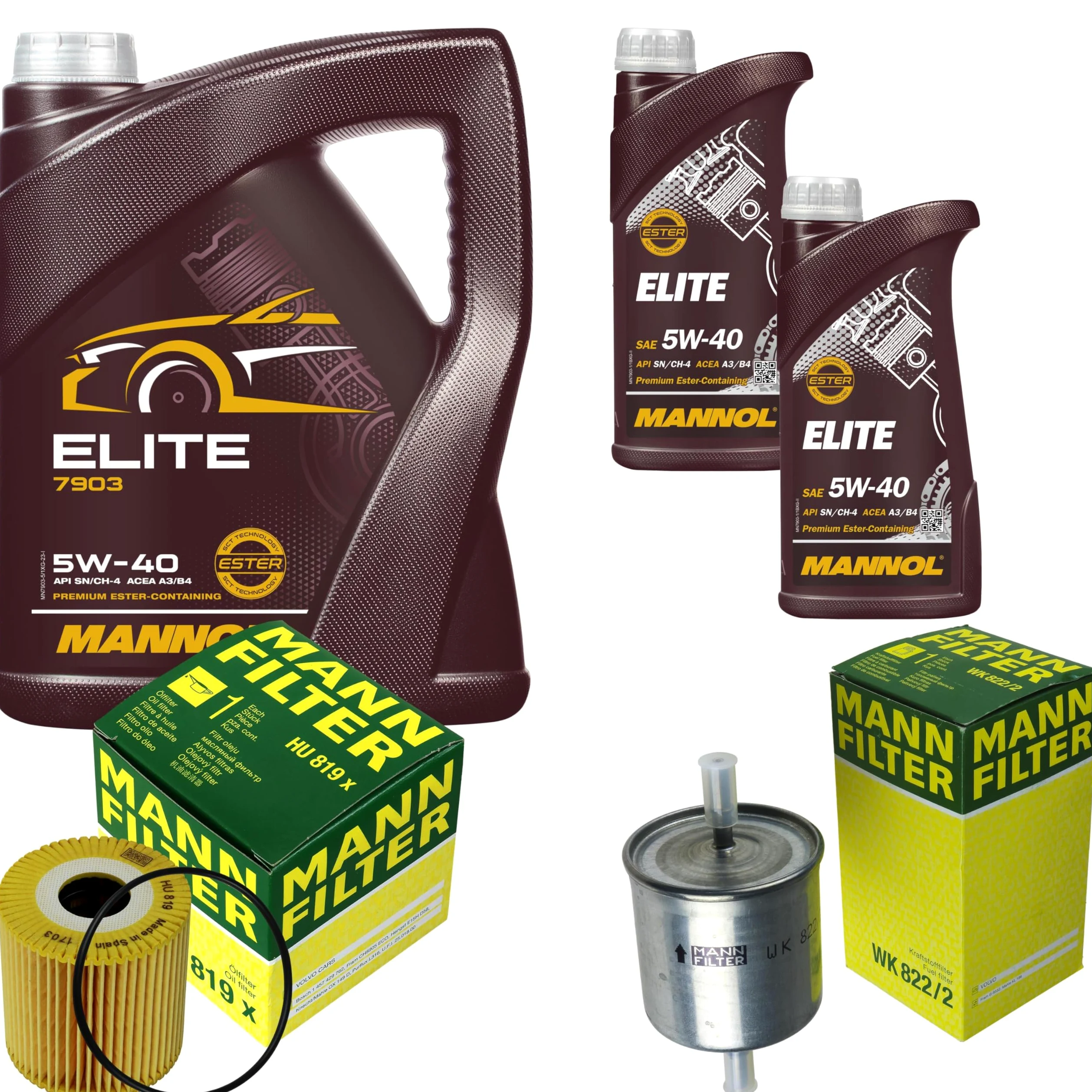 Mannol Elite 5W-40+MANN-FILTER - Aceite de motor 7L para Volvo S80 I TS XY 2.9